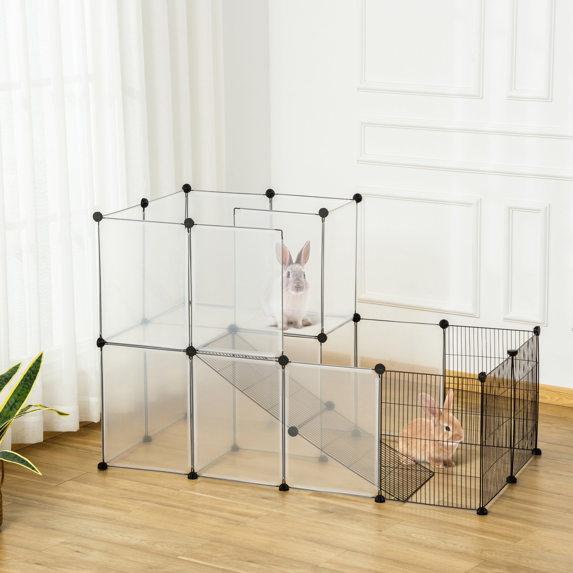 Recinto Modular para Animais de Estimação - 140x70x90 cm - Cor Preto