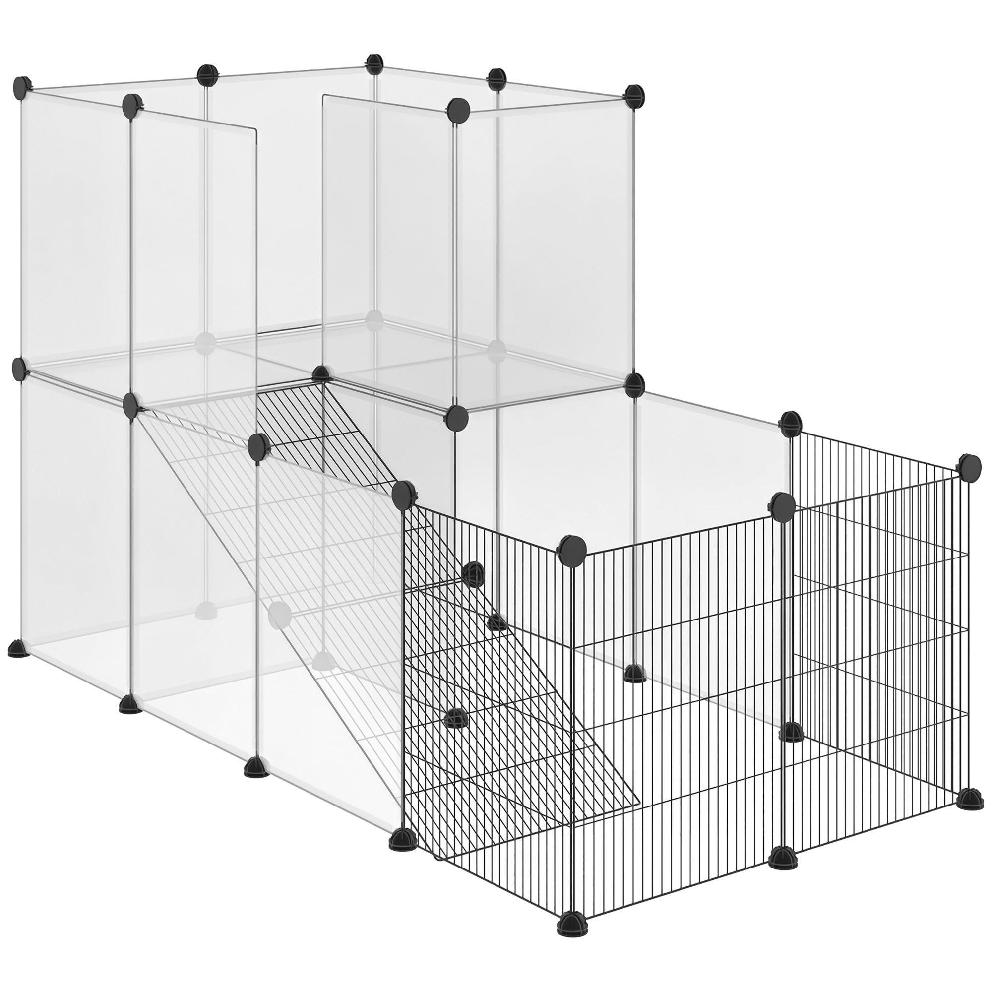 Recinto Modular para Animais de Estimação - 140x70x90 cm - Cor Preto