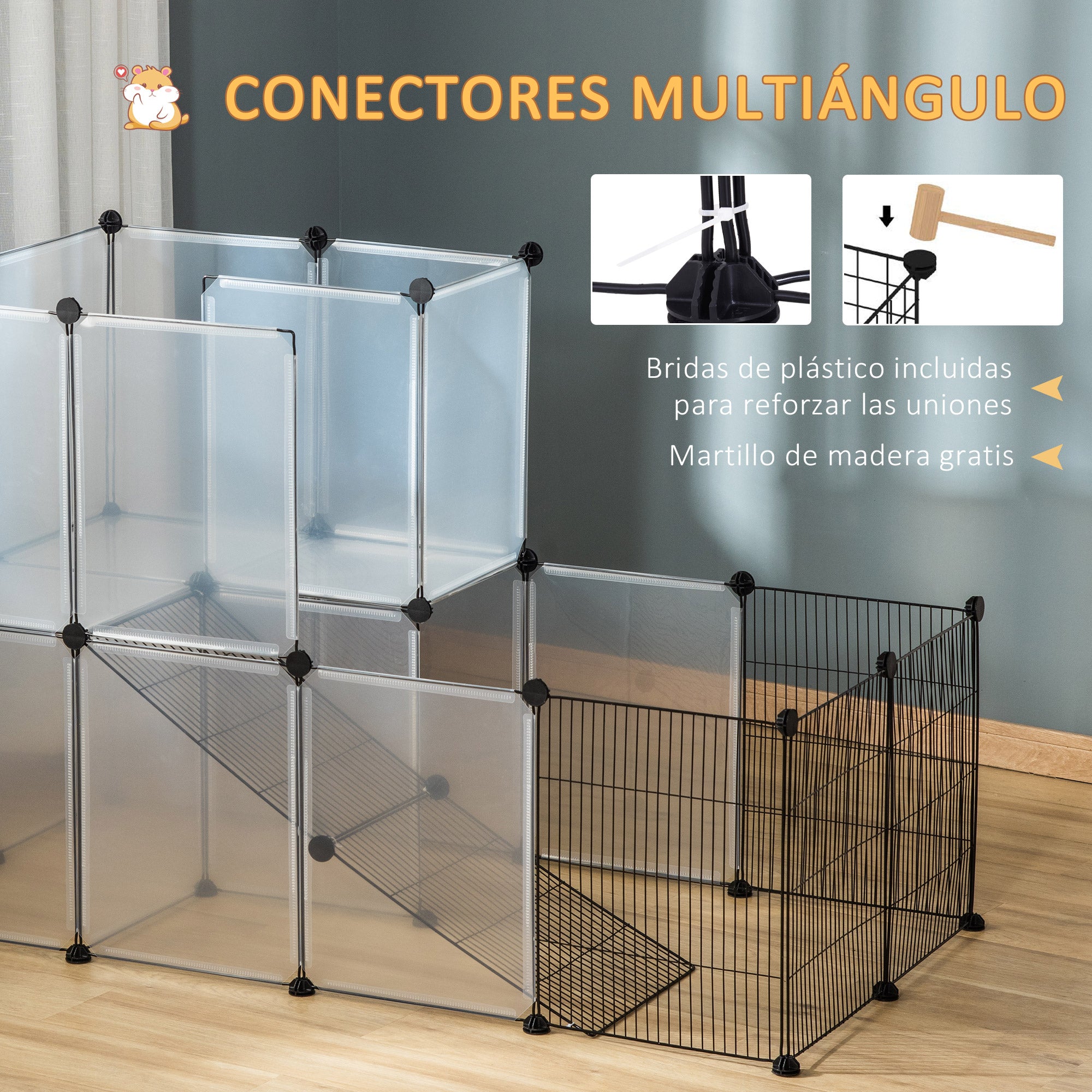 Recinto Modular para Animais de Estimação - 140x70x90 cm - Cor Preto