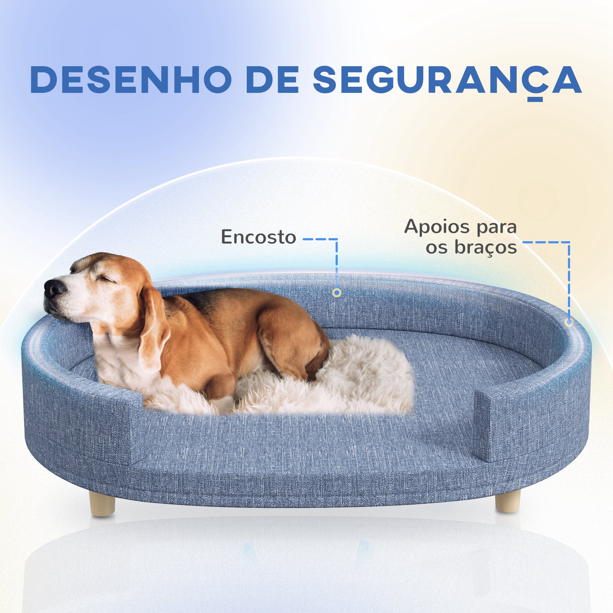 Sofá para Cães Grandes 100x70x25 cm Azul