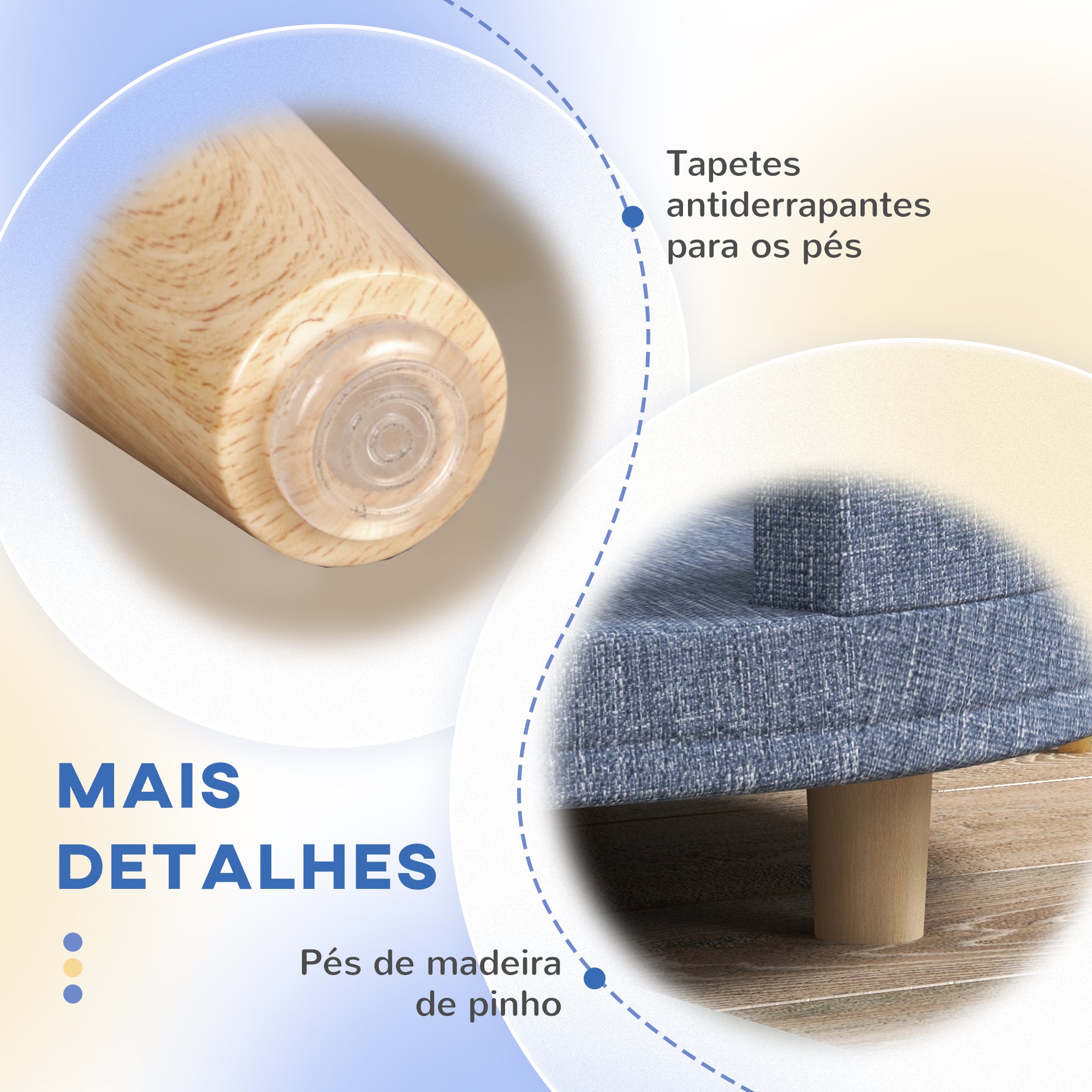 Sofá para Cães Grandes 100x70x25 cm Azul