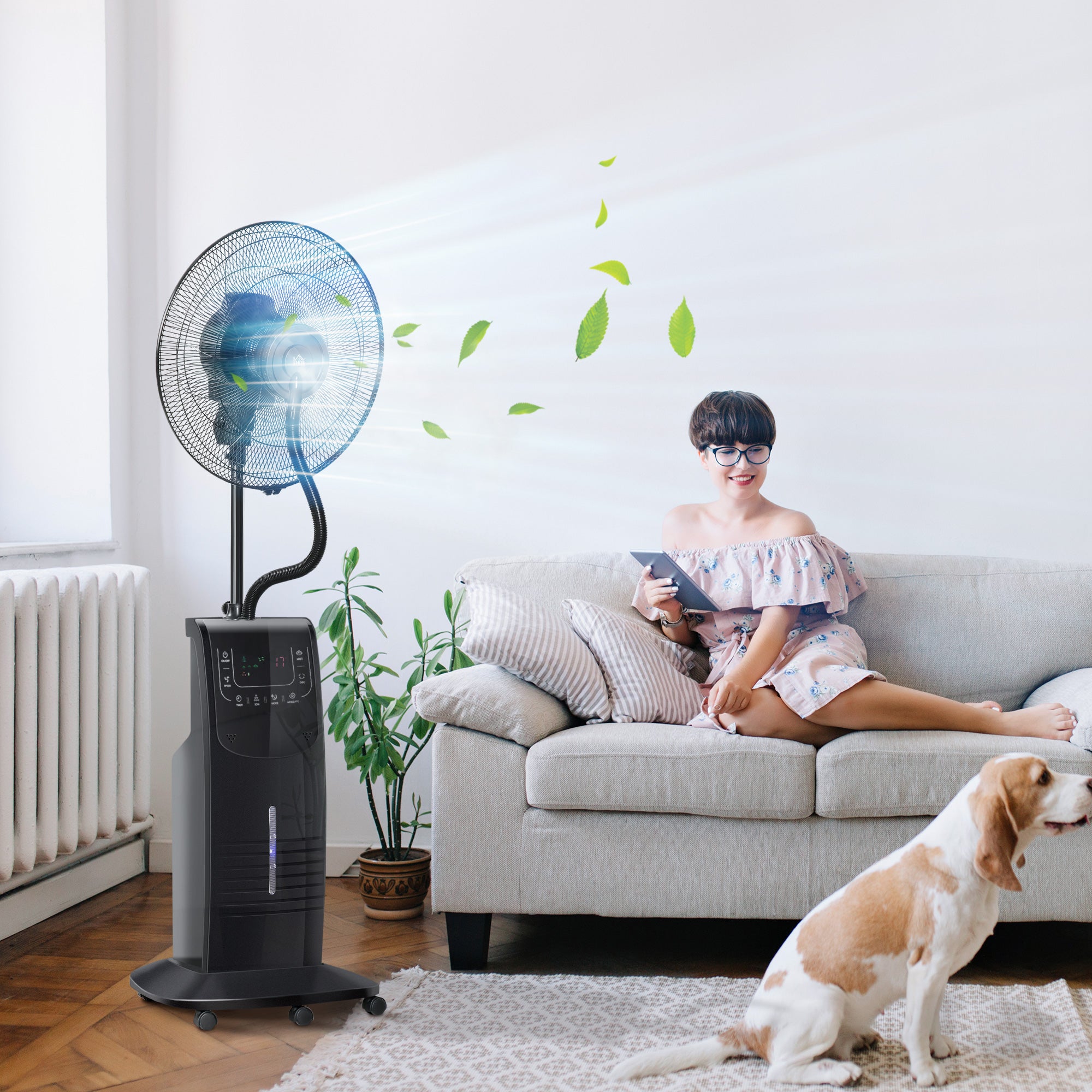 Ventoinha Nebulizadora 90W Preto 44,5x44,5x135 cm