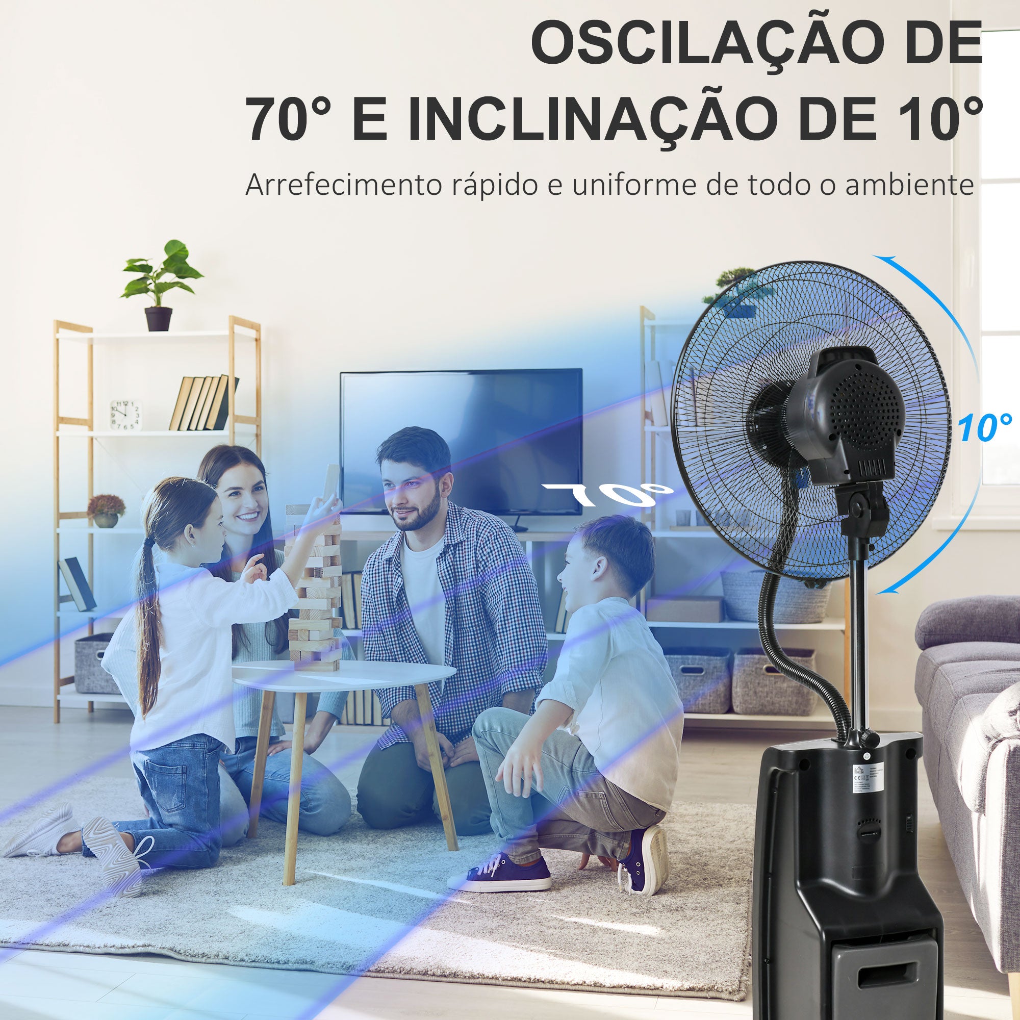 Ventoinha Nebulizadora 90W Preto 44,5x44,5x135 cm