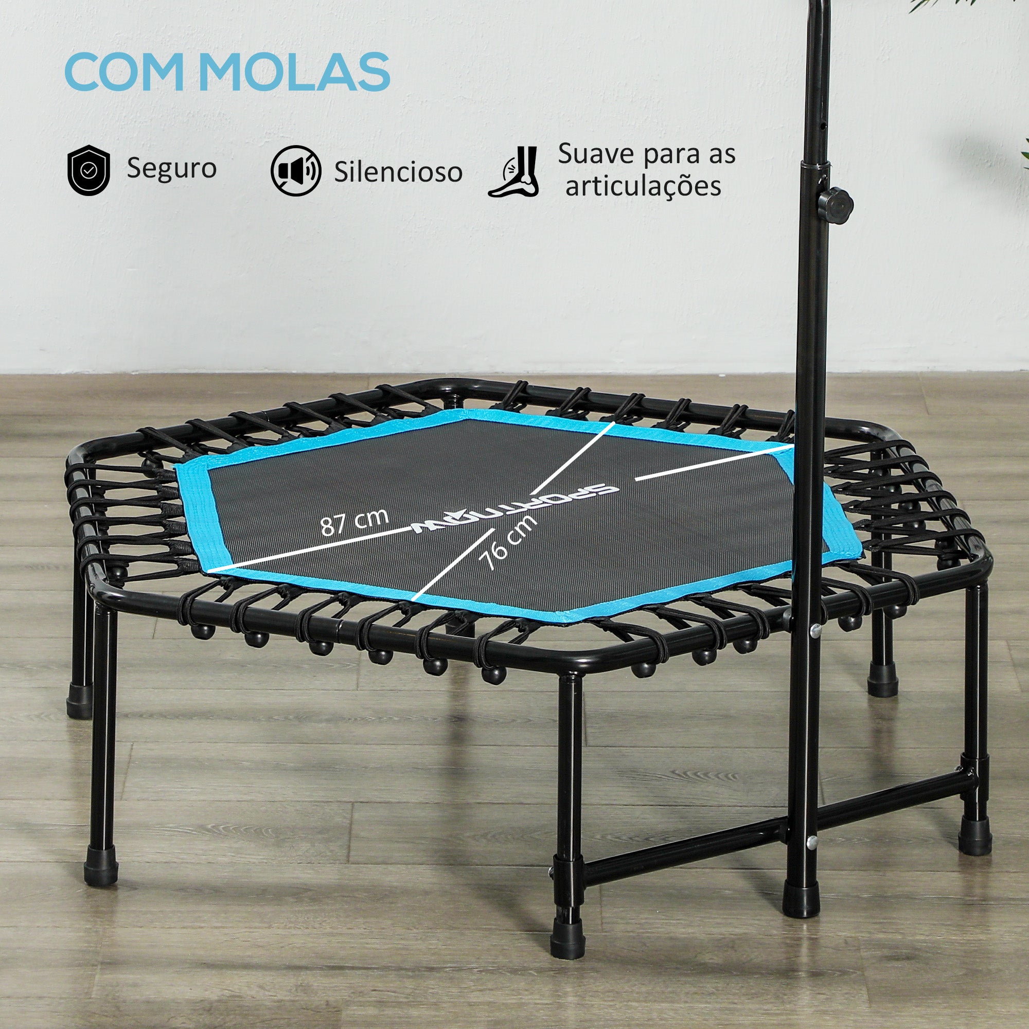 Trampolim Fitness Hexagonal 114x114x132 cm Azul