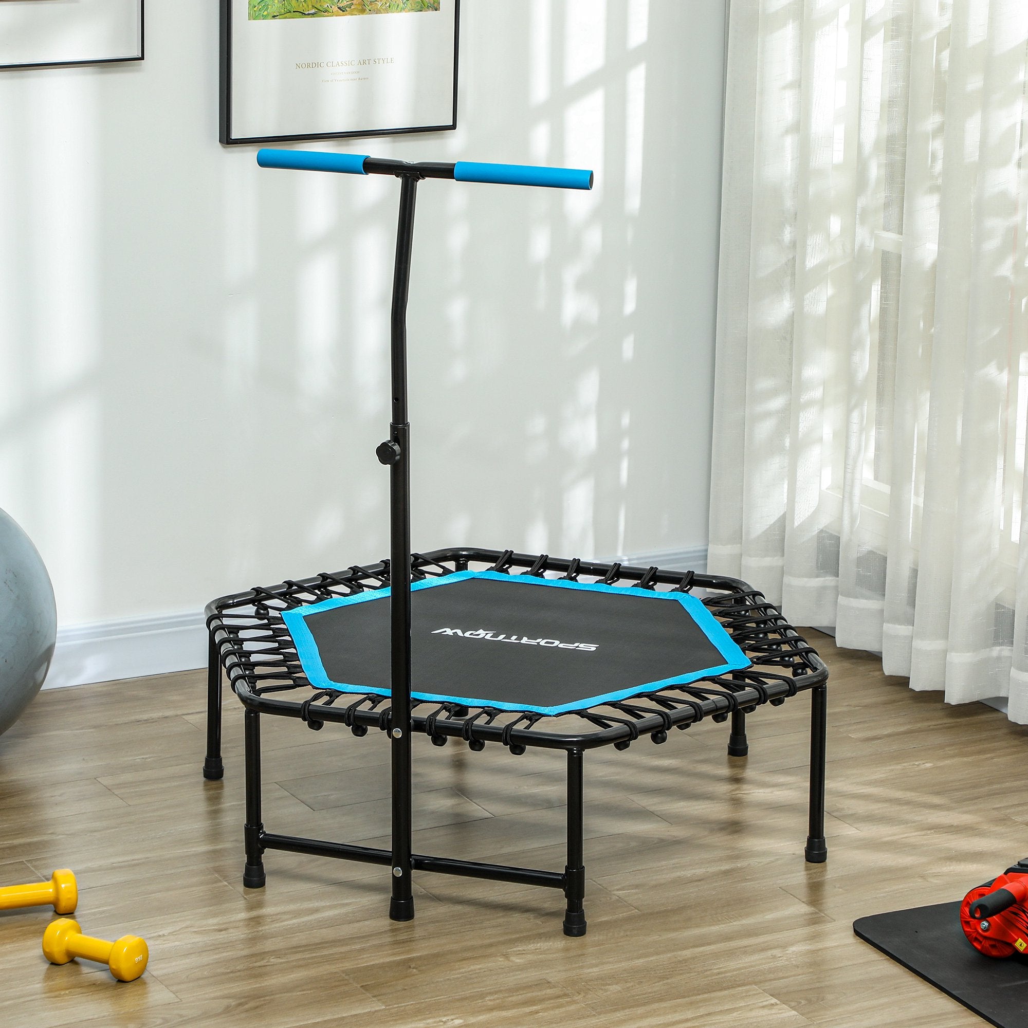 Trampolim Fitness Hexagonal 114x114x132 cm Azul