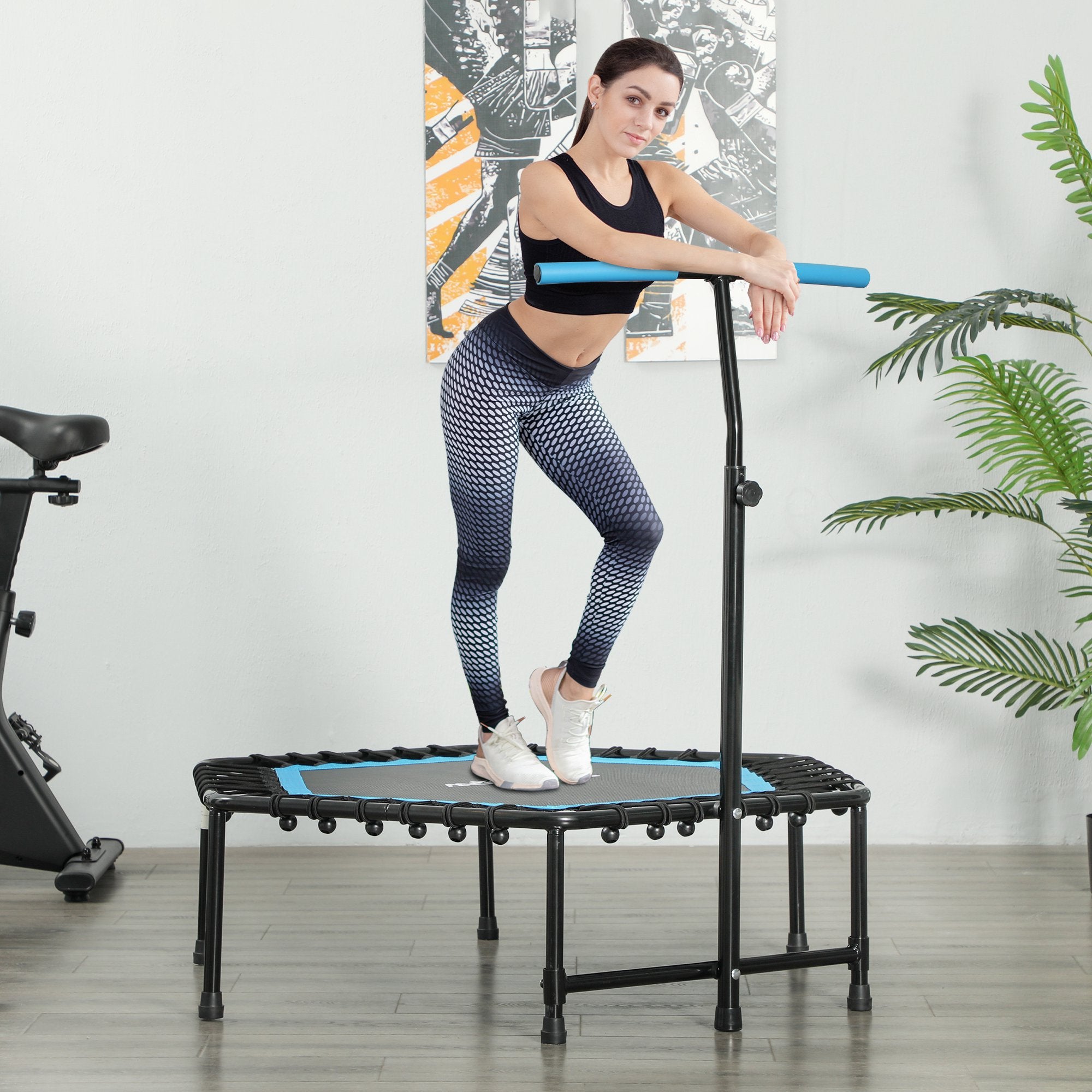 Trampolim Fitness Hexagonal 114x114x132 cm Azul