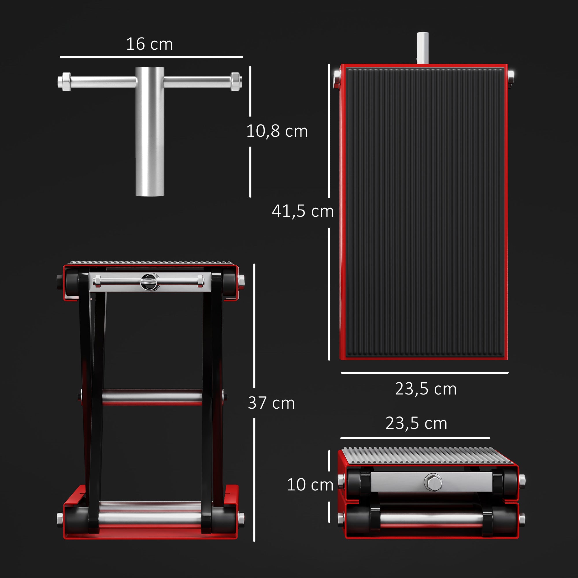 Plataforma de Elevação Tipo Tesoura com Altura Ajustável 41,5x23,5x10-37cm Preto e Vermelho