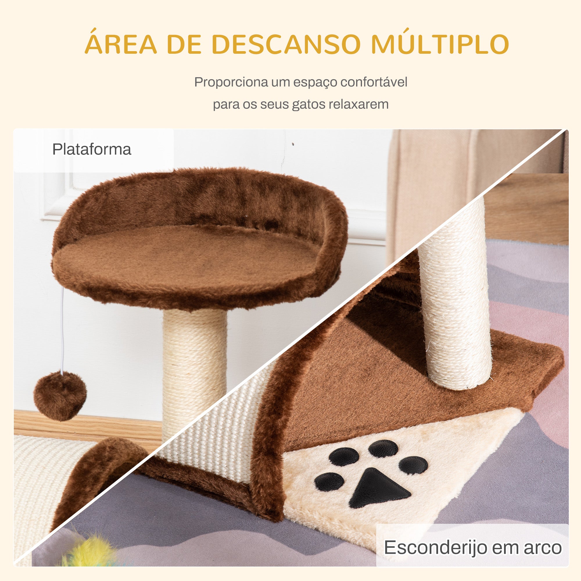 Arranhador para Gatos Pequeno Marrom 35,5x37x46 cm
