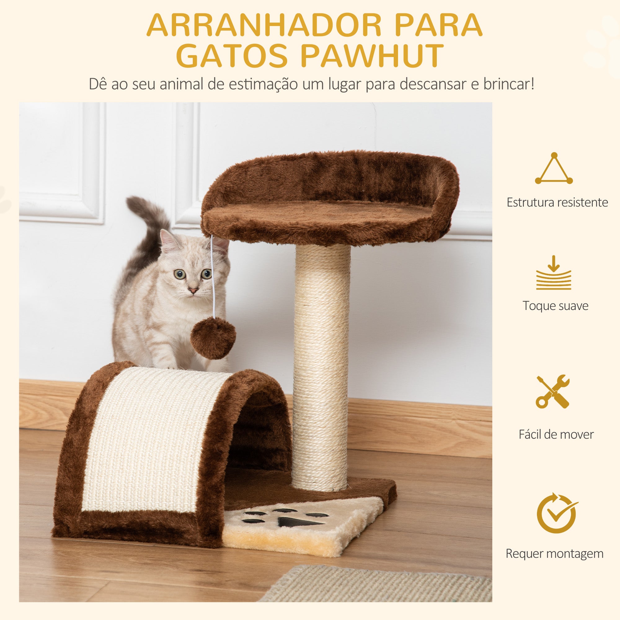 Arranhador para Gatos Pequeno Marrom 35,5x37x46 cm