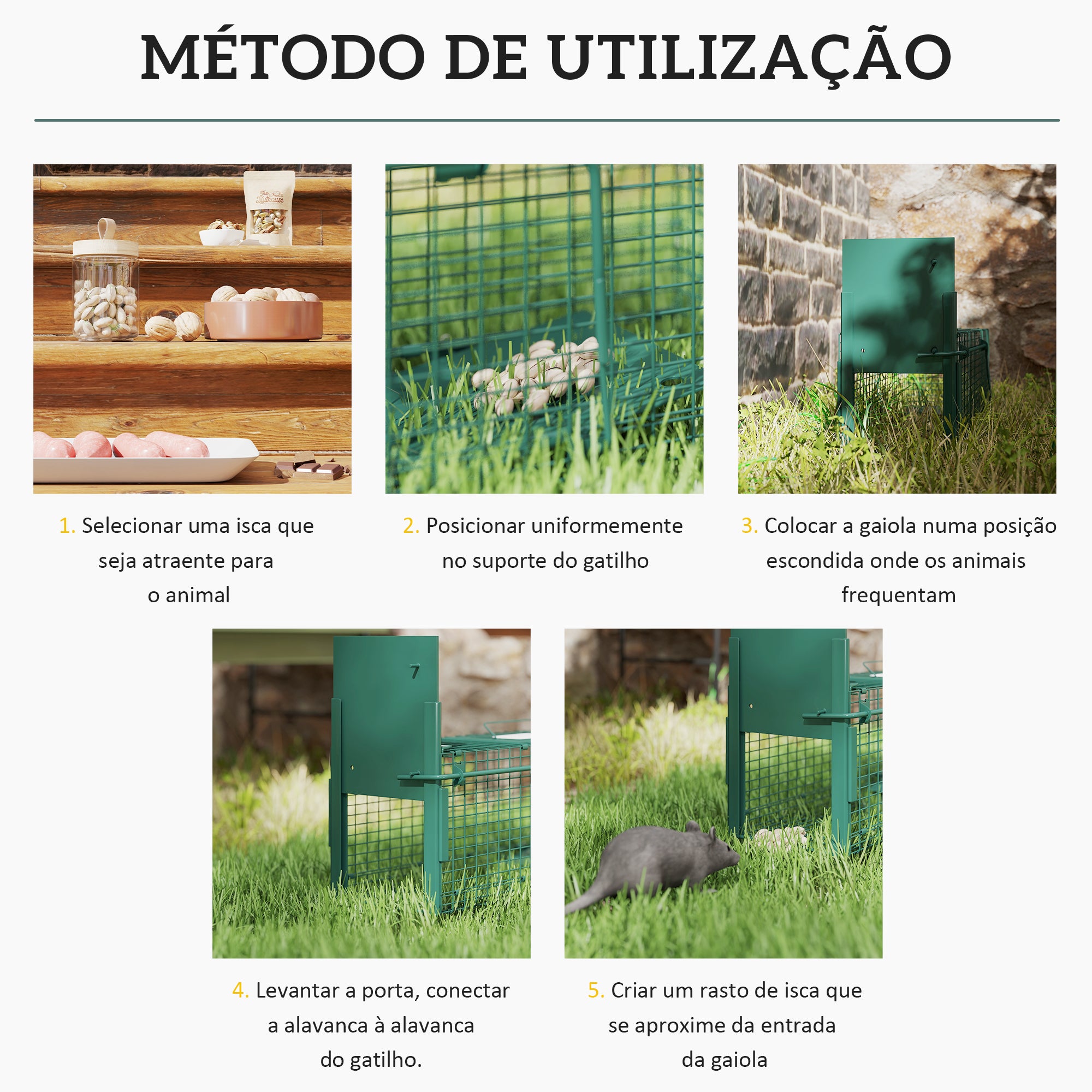 Armadilha para Animais Vivos 60x18x20cm Verde Escuro