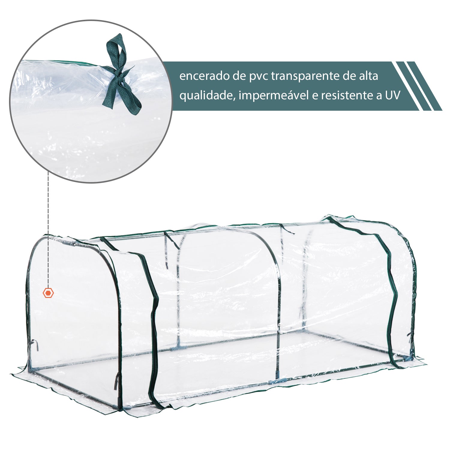 Estufa 200x100x80cm Transparente para Jardim e Terraço