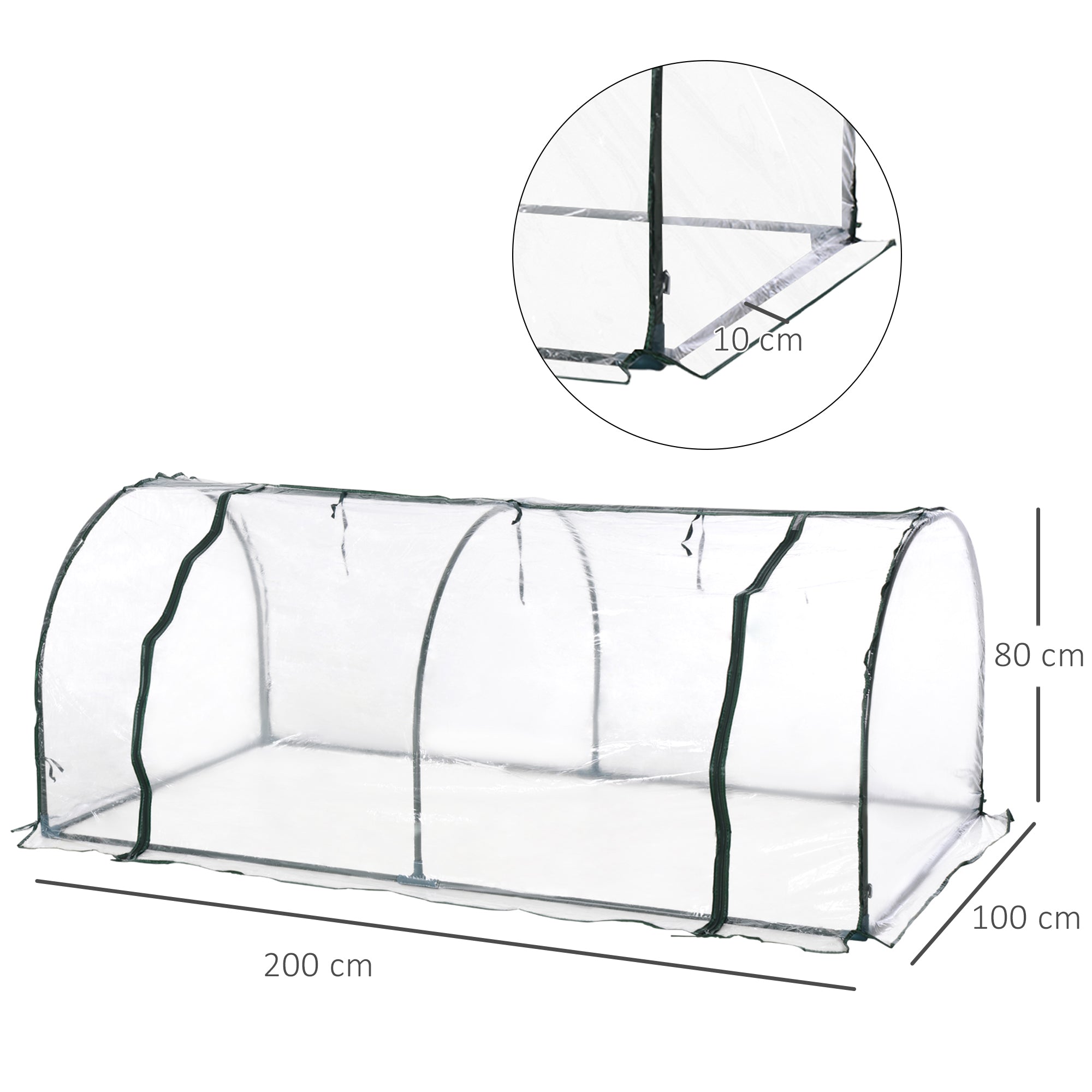 Estufa 200x100x80cm Transparente para Jardim e Terraço