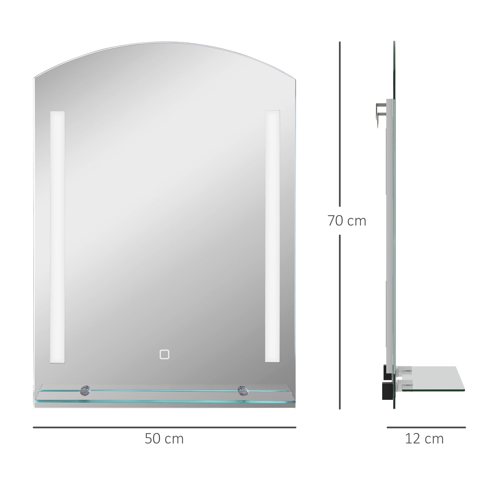 Espelho Casa de Banho LED 50x12x70 cm Prata