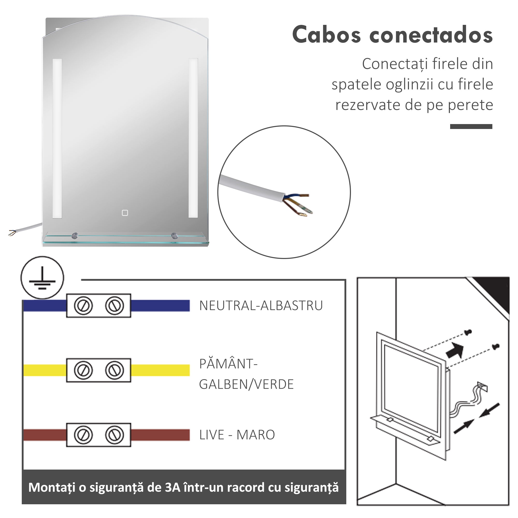 Espelho Casa de Banho LED 50x12x70 cm Prata