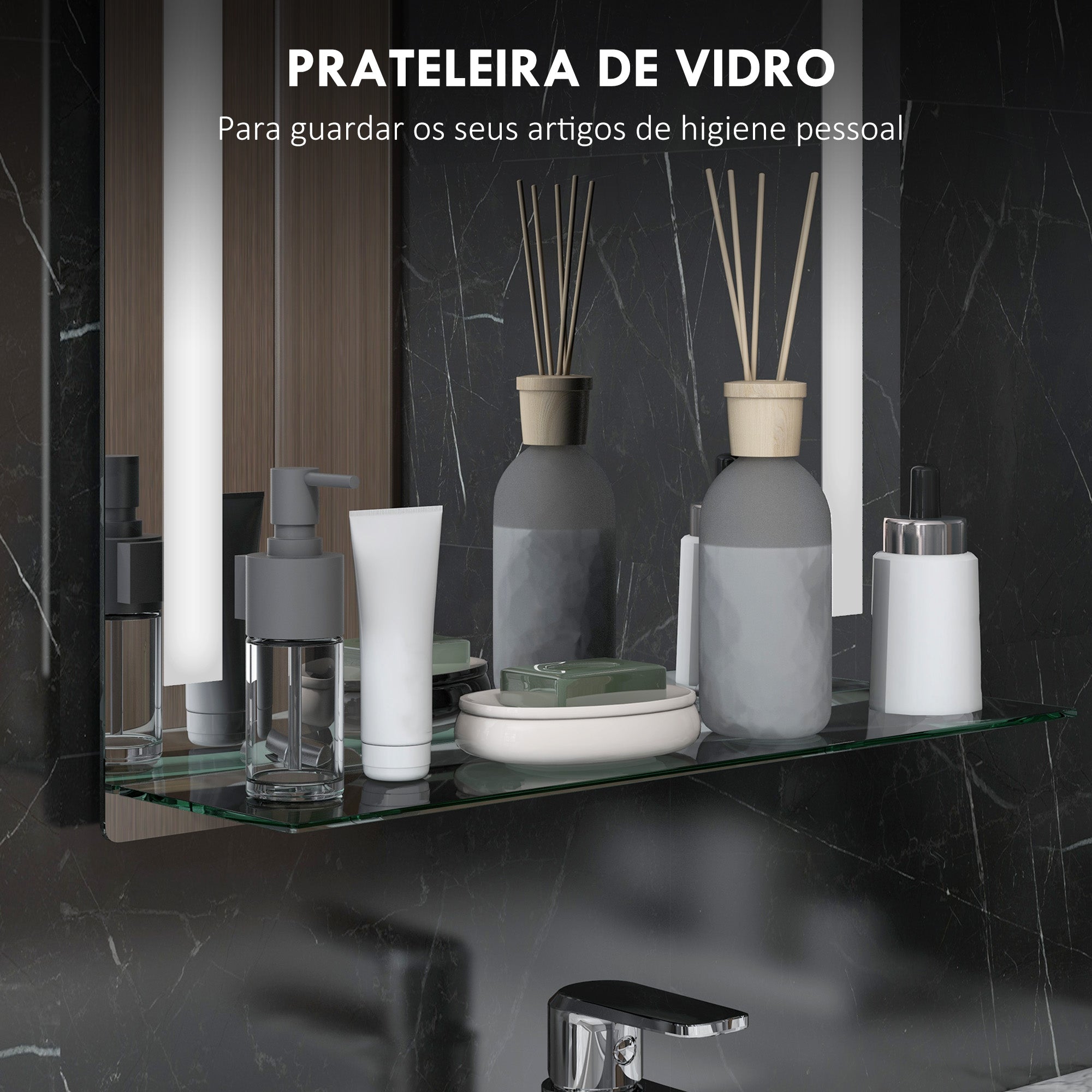Espelho Casa de Banho LED 50x12x70 cm Prata