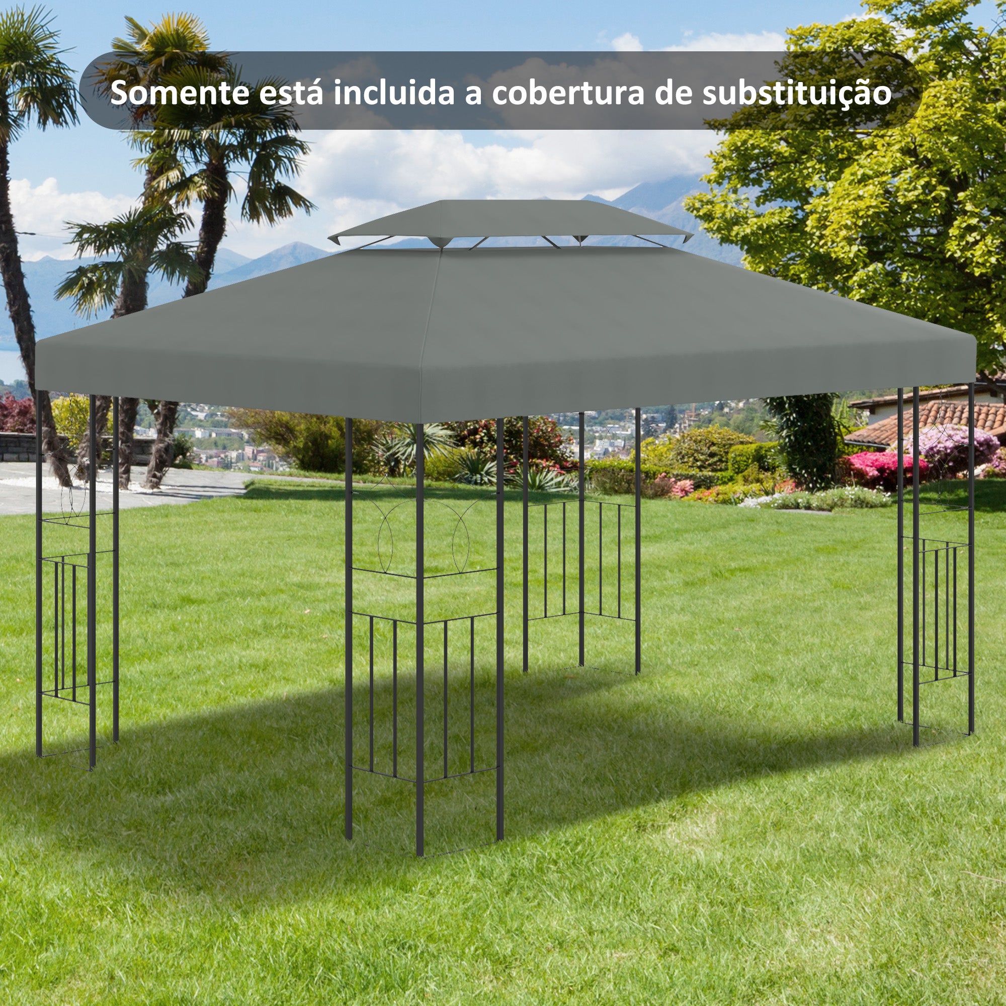 Toldo de Substituição Cinza Escuro 400x300cm para Pérgola de Jardim