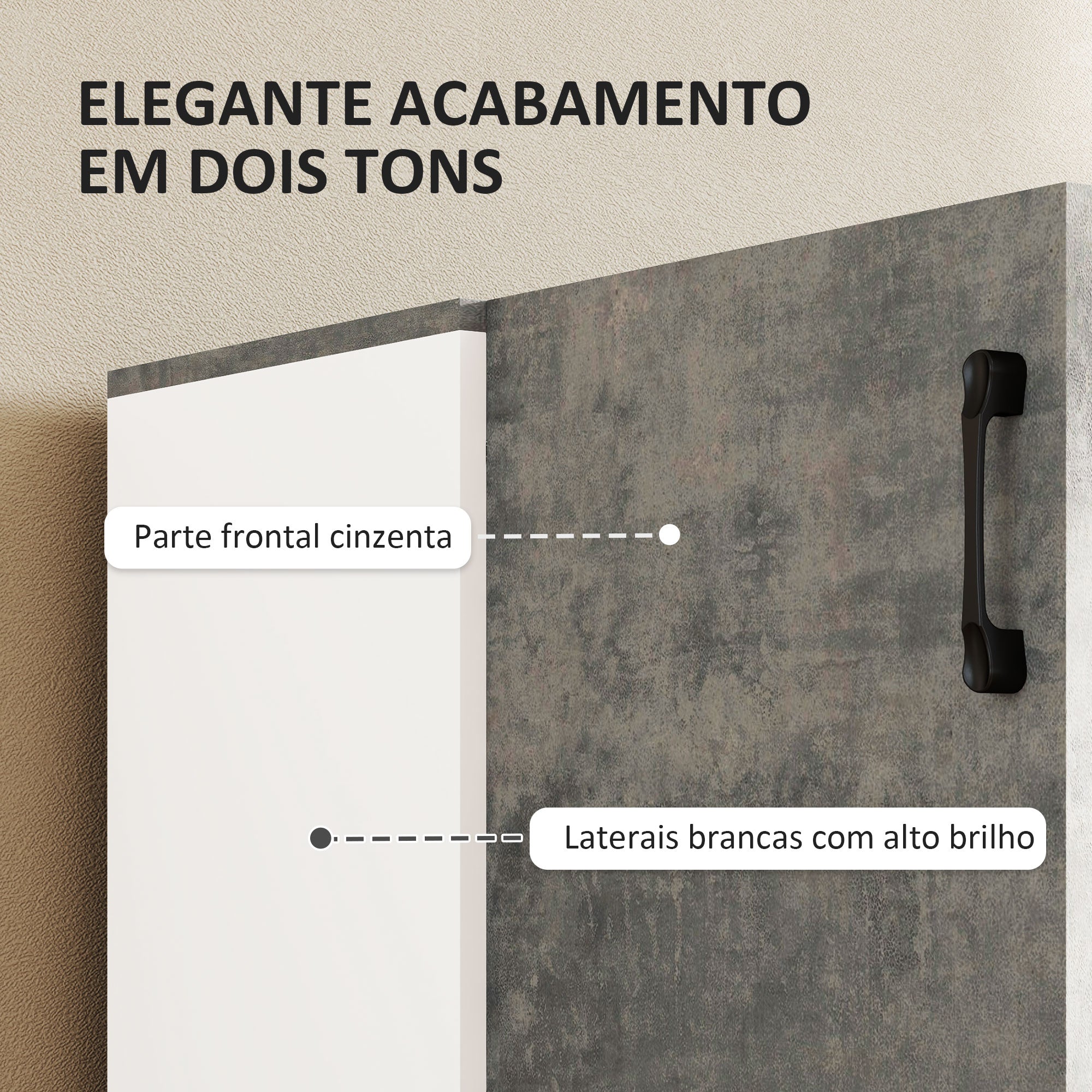Aparador de 2 Portas Cinzento 80x37x80 cm - Moderno e Funcional