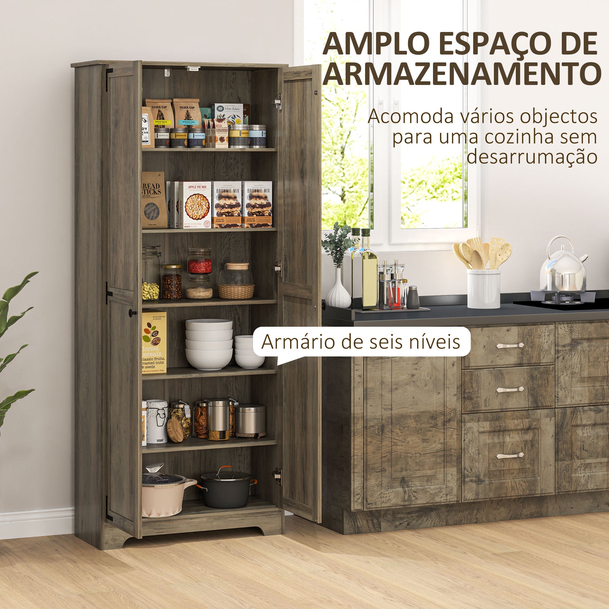 Armário de Cozinha 78x31,5x182 cm Marrom Acinzentado
