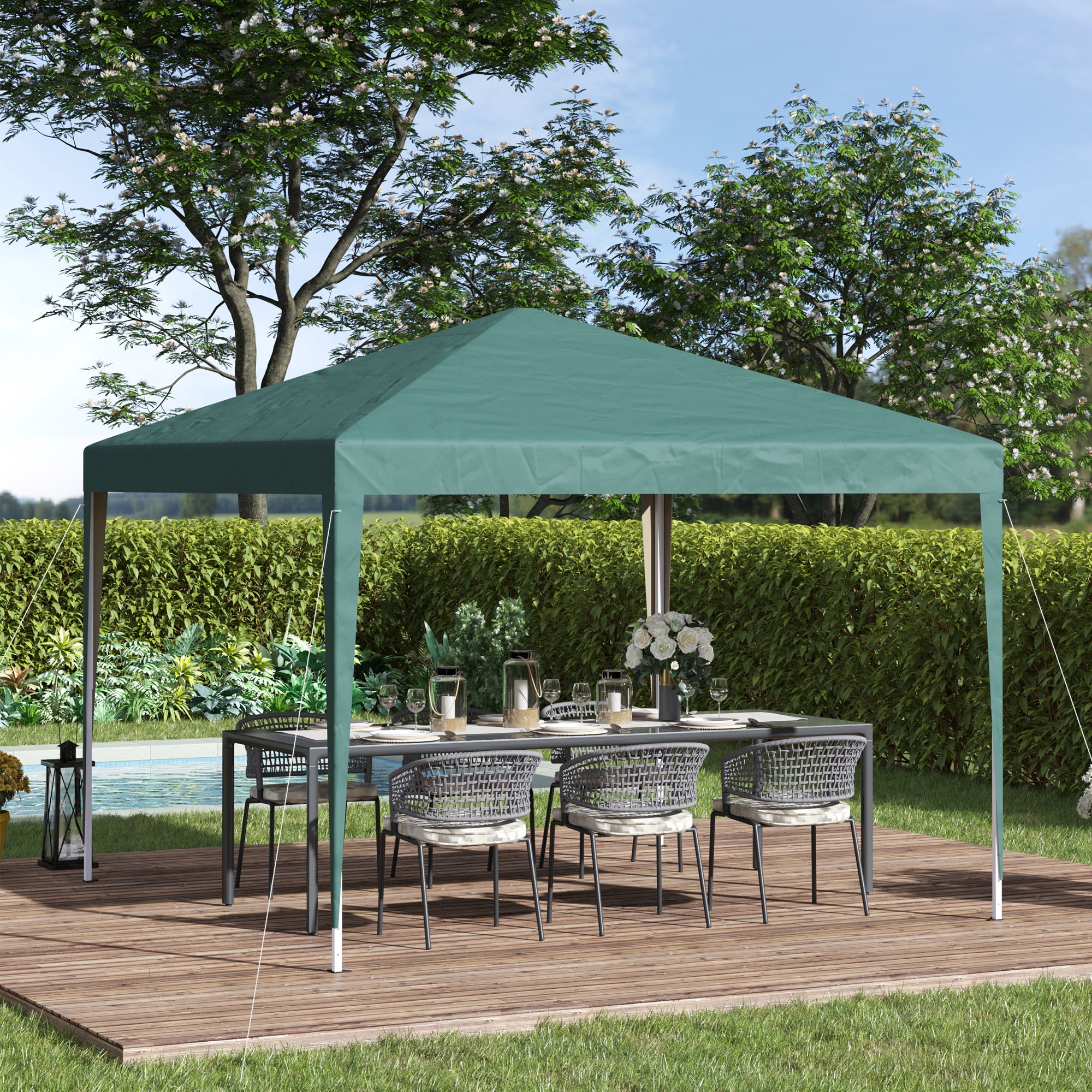 Tenda Dobrável Verde Escuro 295x295x255 cm - Pop-up, Anti-UV e Impermeável