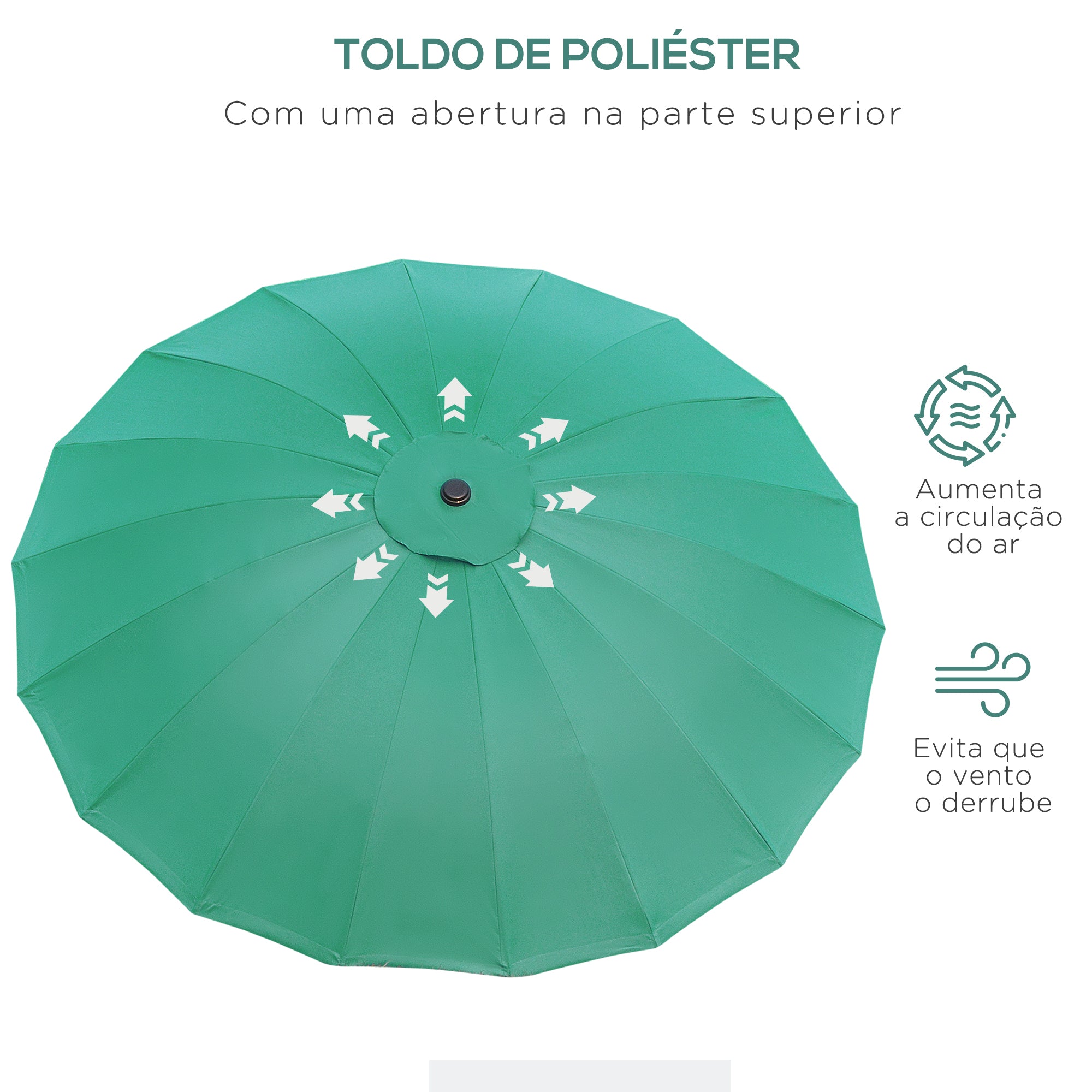 Chapéu de Sol de Jardim Verde Ø250x240 cm