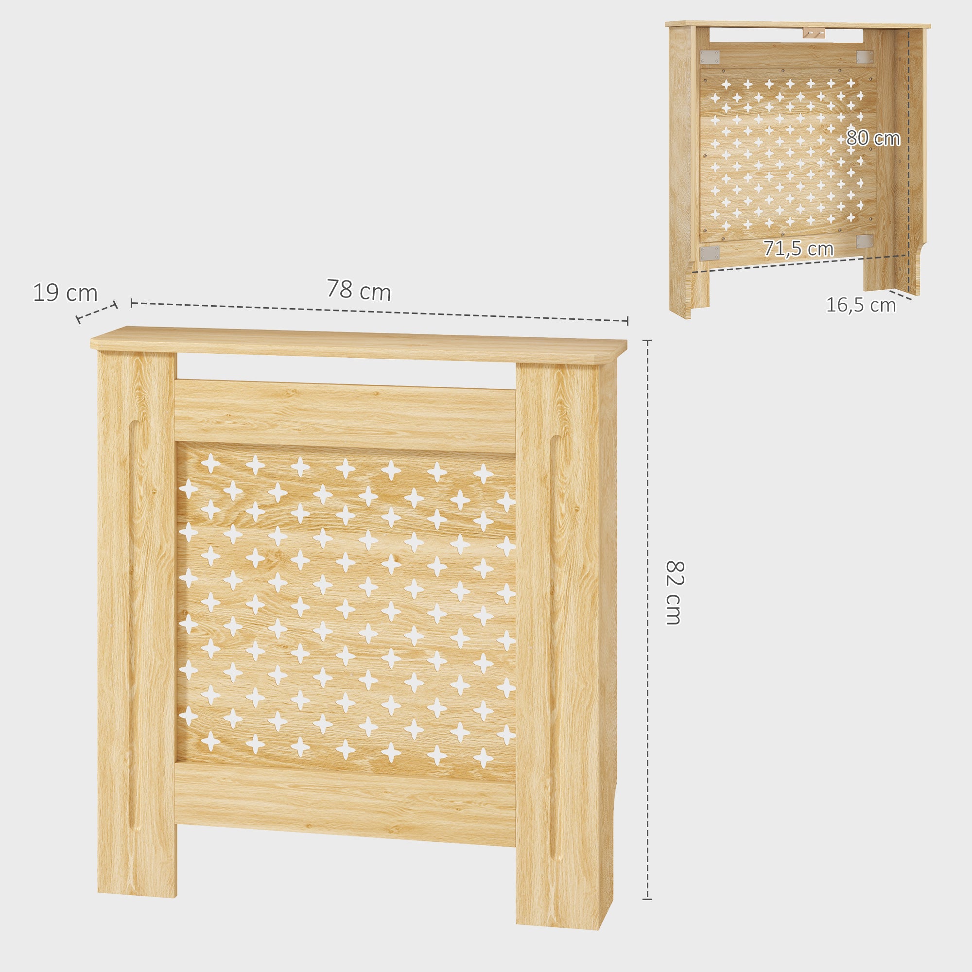 Cobertura de Radiador em MDF – 78x19x82 cm – Cor de Carvalho