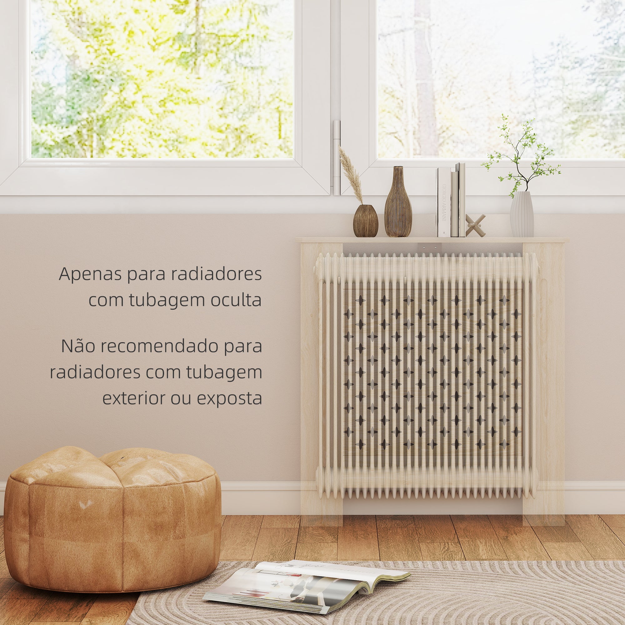 Cobertura de Radiador em MDF – 78x19x82 cm – Cor de Carvalho