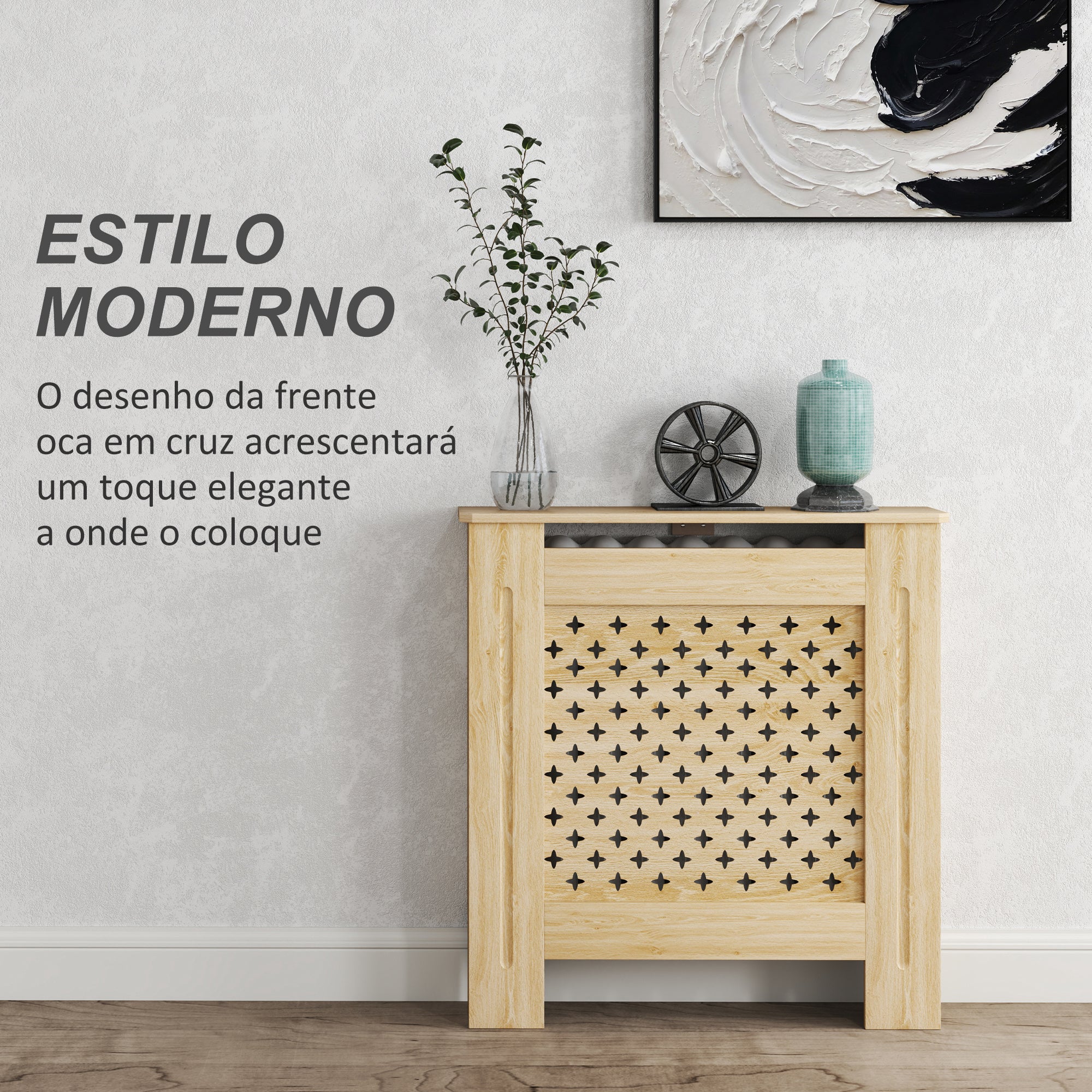 Cobertura de Radiador em MDF – 78x19x82 cm – Cor de Carvalho