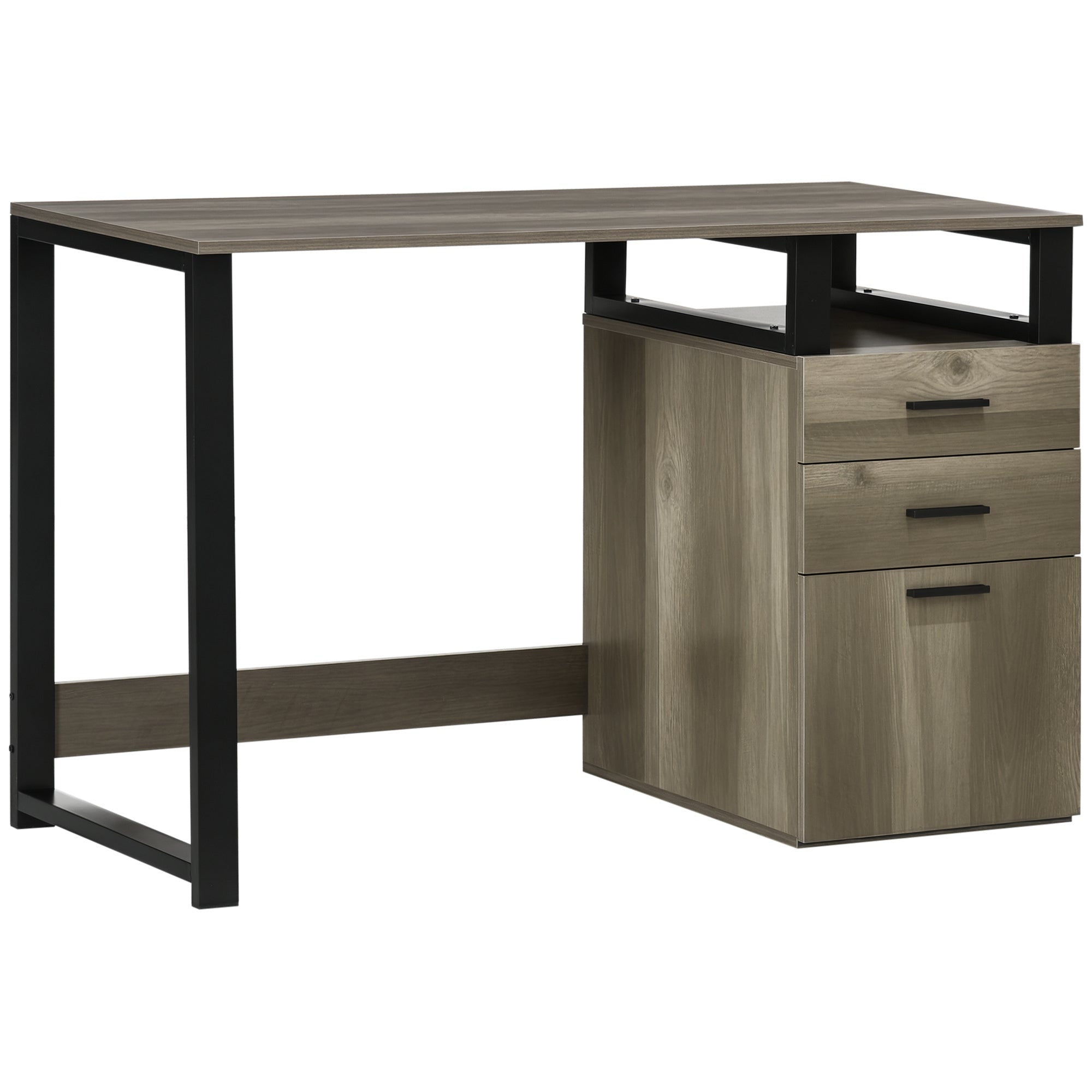 Secretária Mesa de Computador com Armário 2 Gavetas 119,5x56x76,8cm Marrom