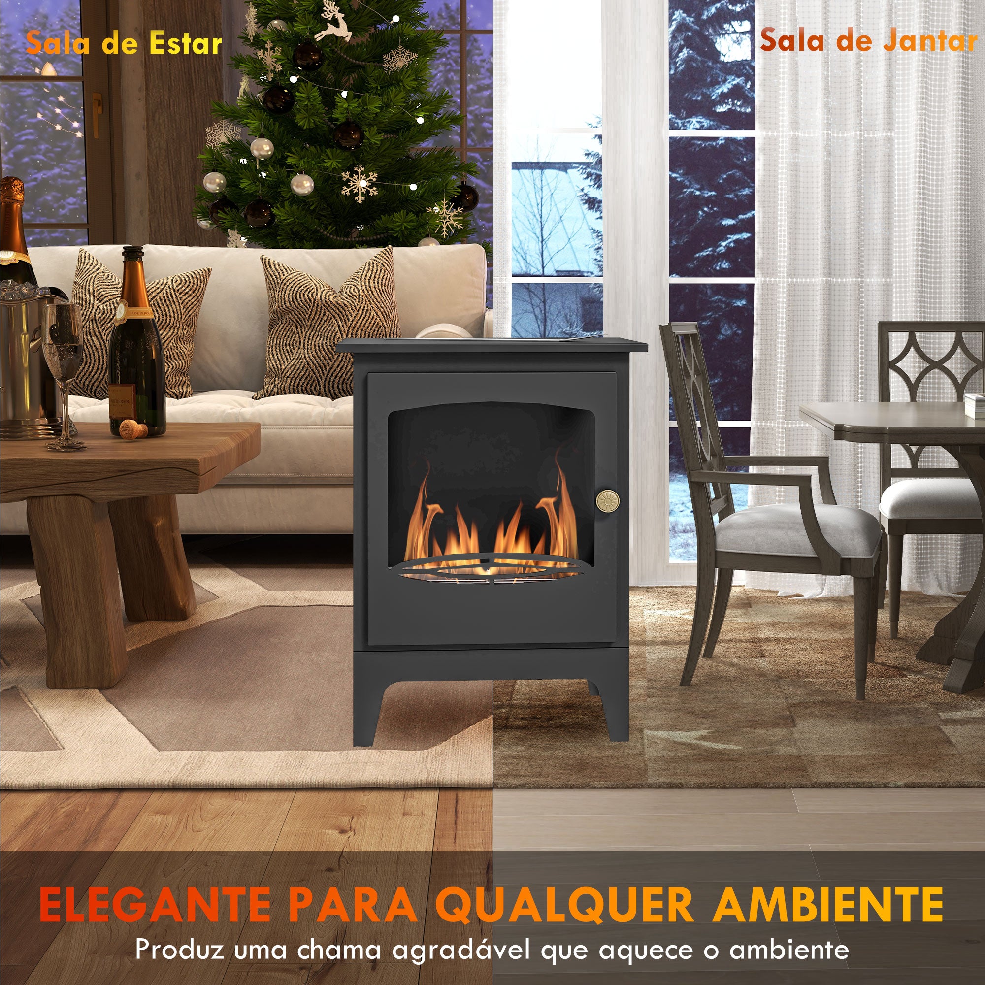 Lareira de Etanol 39x26x54 cm - Cor Preto