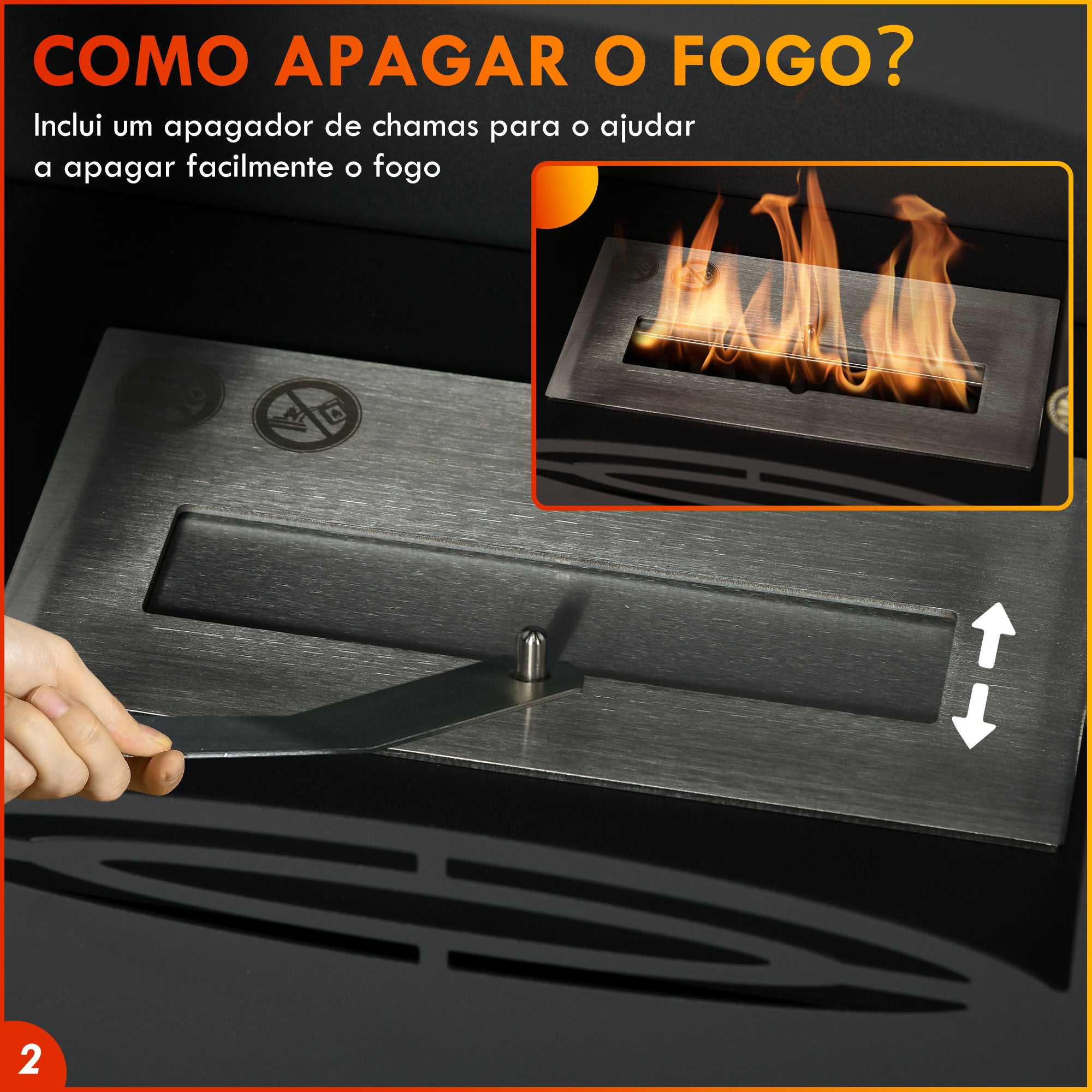 Lareira de Etanol 39x26x54 cm - Cor Preto