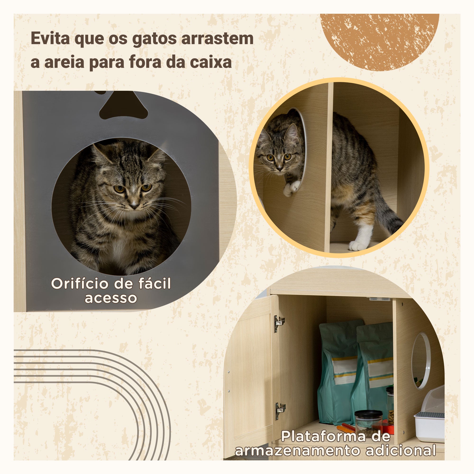 Caixa de Areia para Gatos de Madeira – 107x54x70cm – Cor de Carvalho