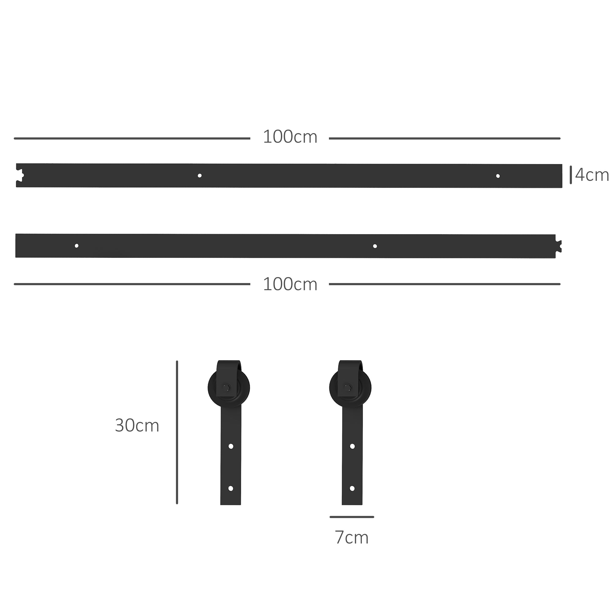 Kit de Ferragens para Porta Deslizante 200x0.5x4 cm - Preto