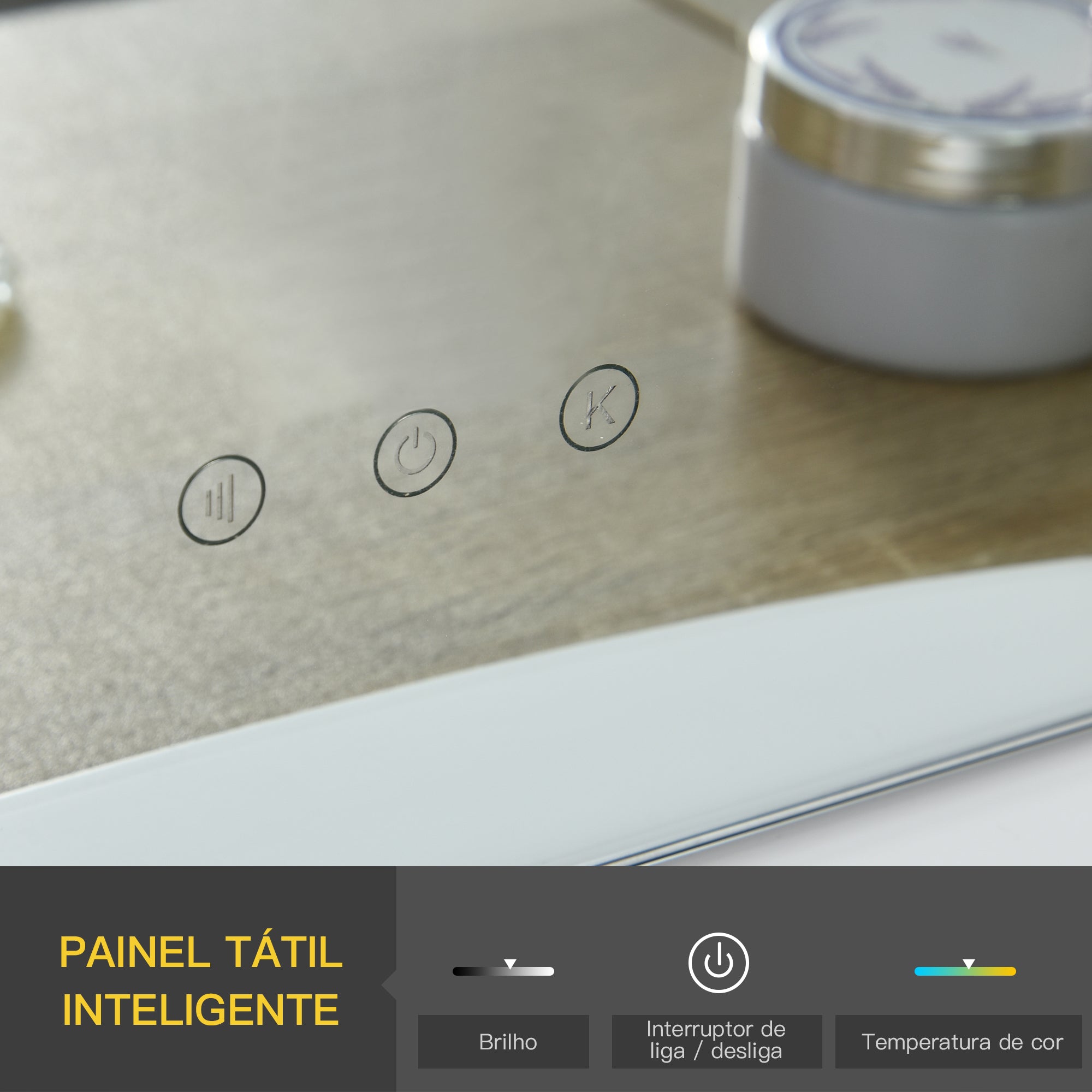 Espelho de Maquiagem Hollywood LED 12 Luzes Ajustáveis 41.5x13.5x51cm Branco