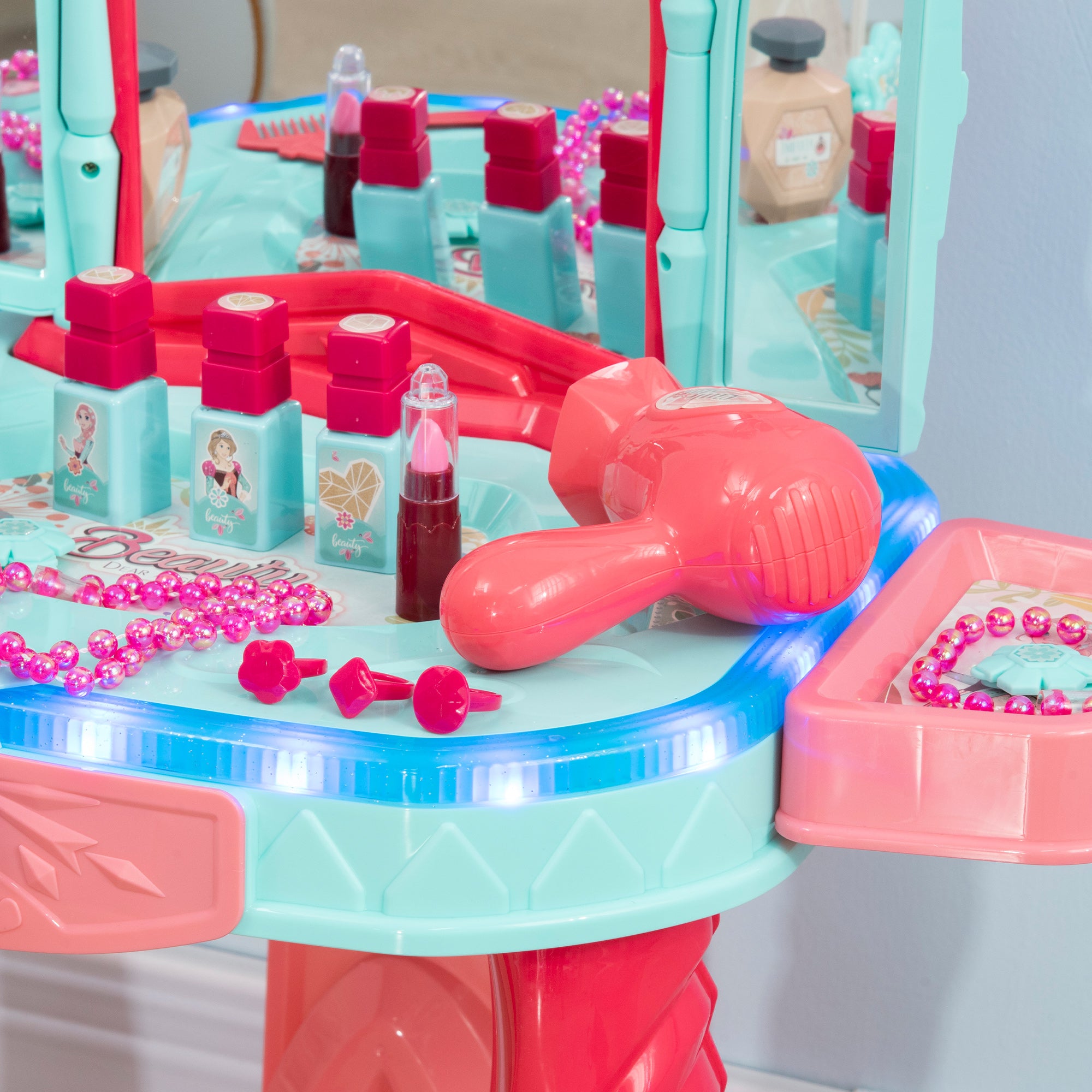 Toucador Infantil Multicor 57x34x76cm com Luz, Música e Acessórios - Para Crianças acima de 3 Anos