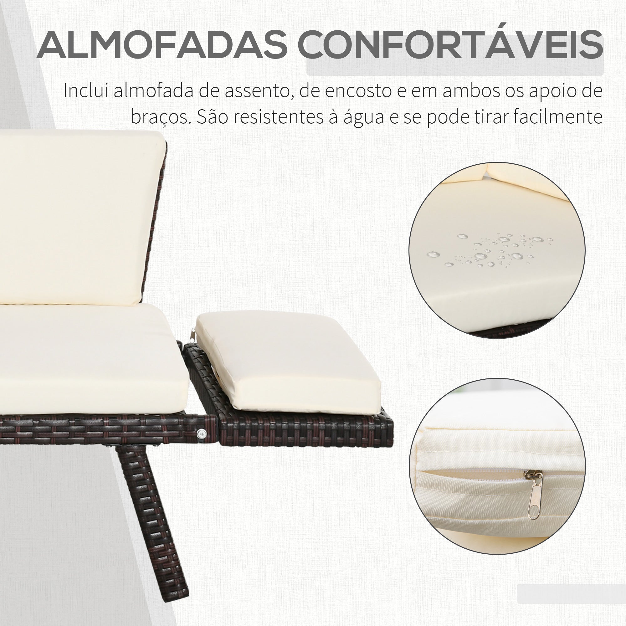 Sofá de 2 Lugares Vime Sintético Marrom 129x66x67cm