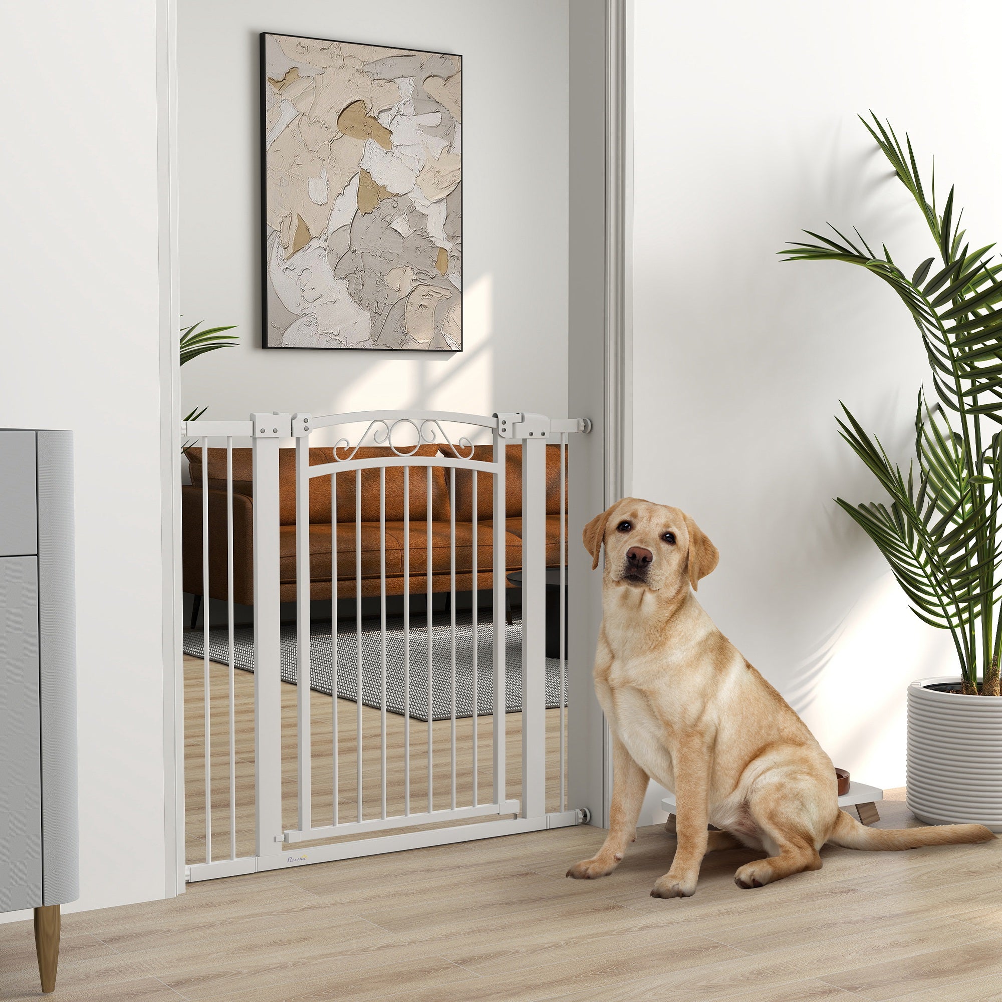 Barreira de Segurança Extensível Branca 76-102x96 cm para Animais de Estimação