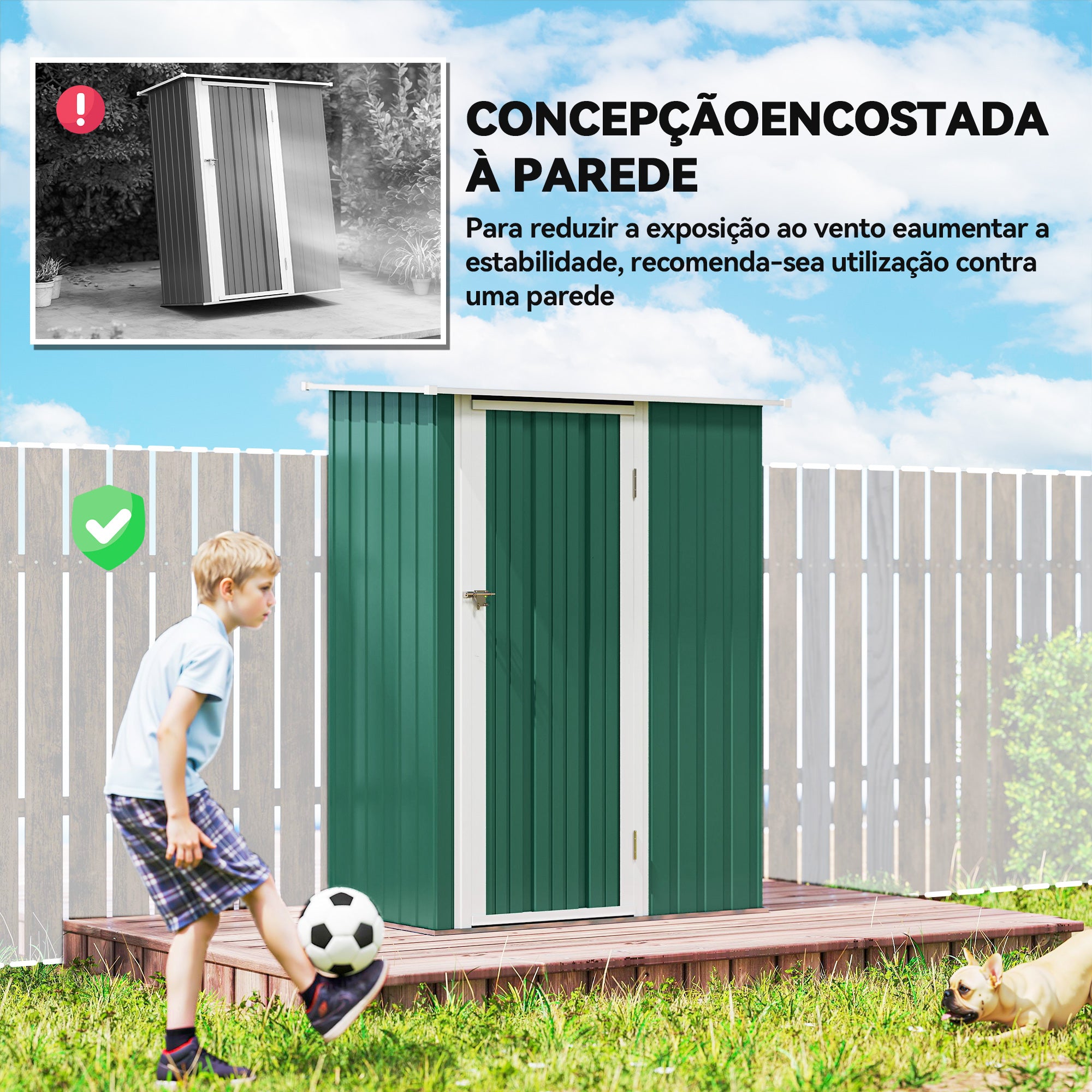 Abrigo de Jardim 142x84x189cm Verde - Armazenamento de Ferramentas