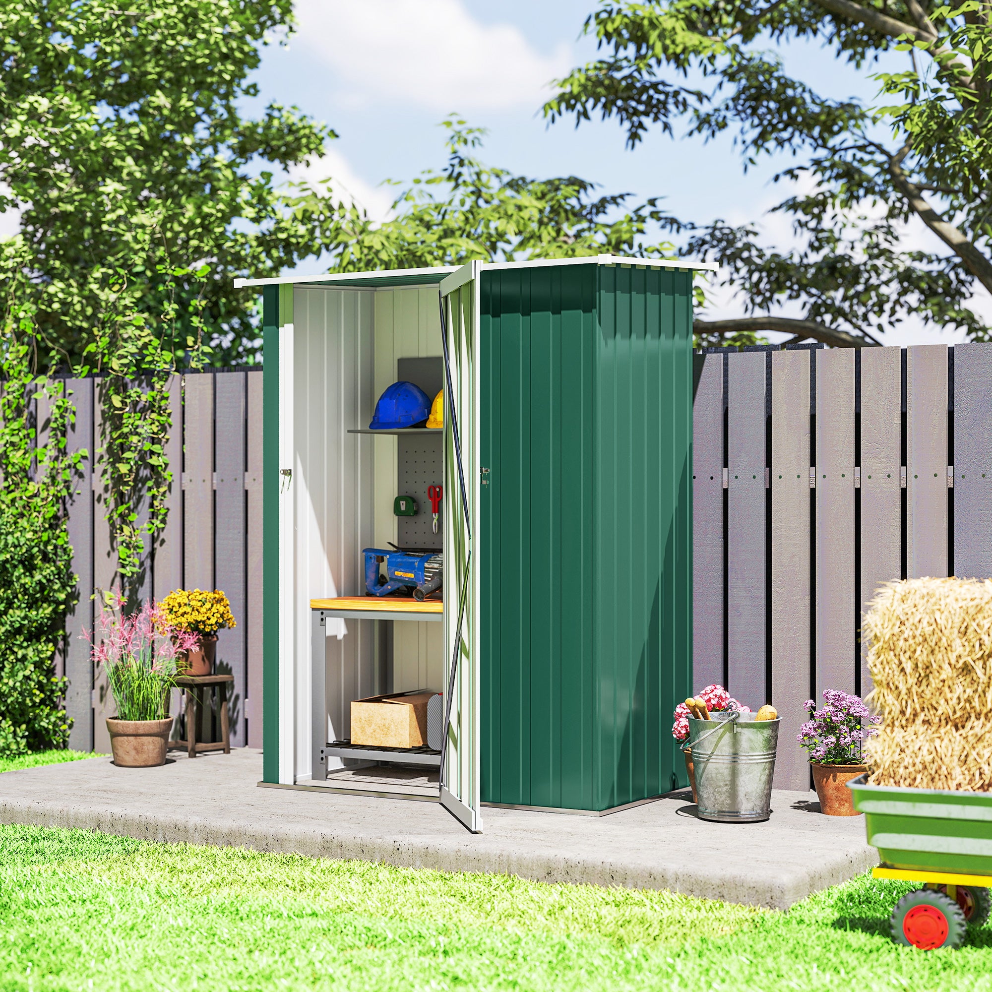 Abrigo de Jardim 142x84x189cm Verde - Armazenamento de Ferramentas