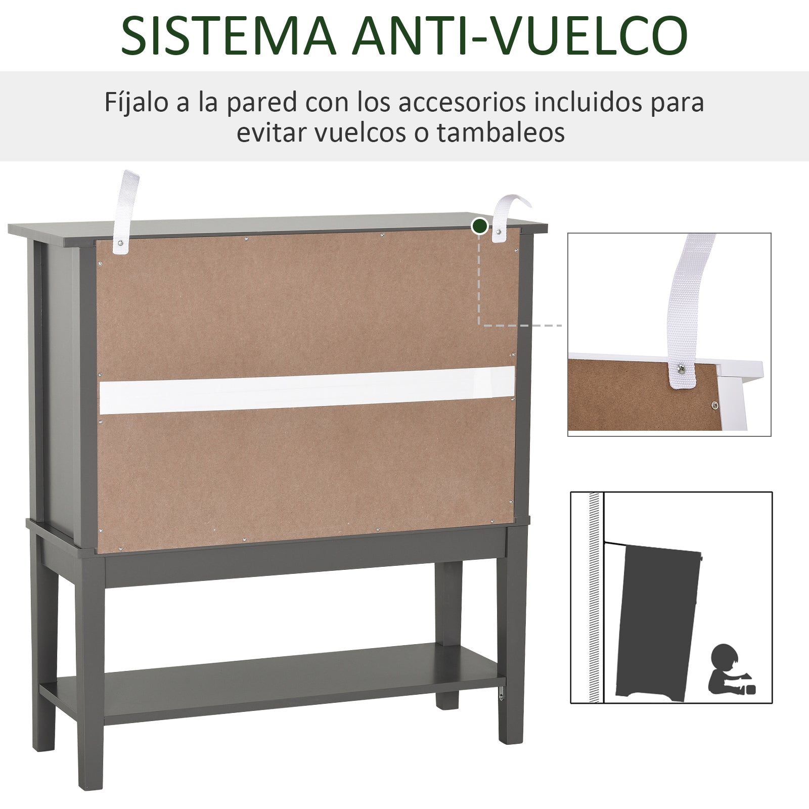 Aparador Vitrina Multifuncional 80x28x84cm Cinzento