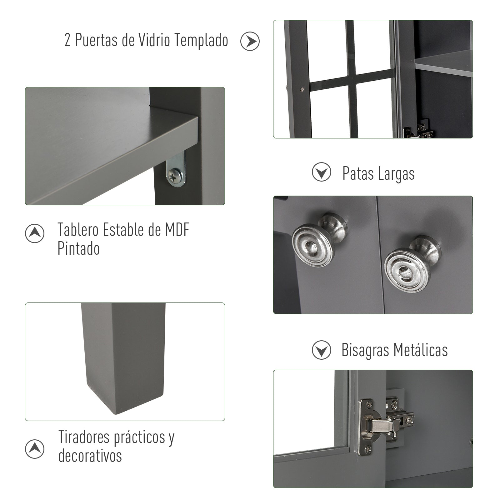 Aparador Vitrina Multifuncional 80x28x84cm Cinzento