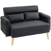 Sofá de 2 Lugares Preto 117x78x78 cm - Estofado em Couro Sintético