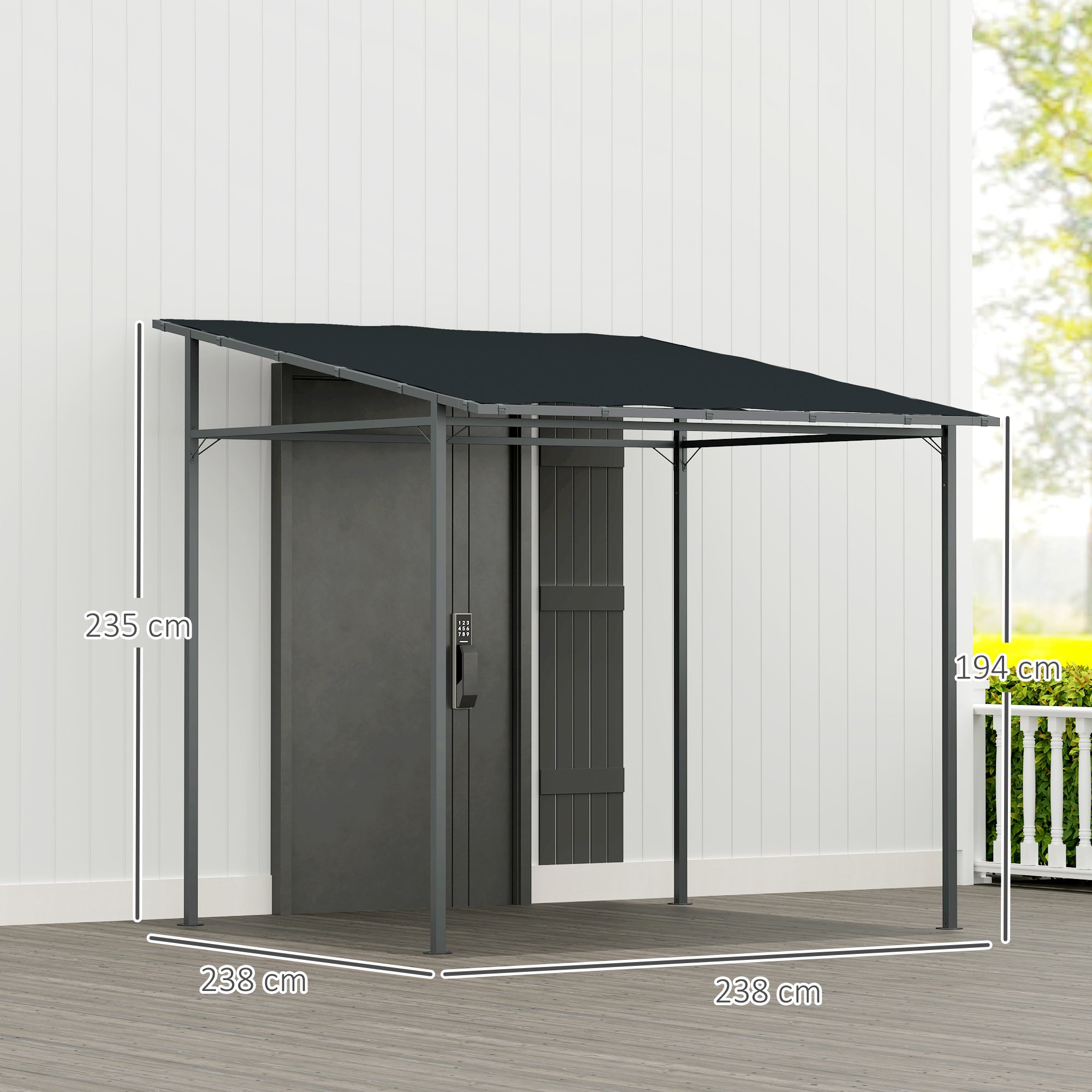 Pérgola de Parede 238x238x194/235 cm - Cinza Escuro