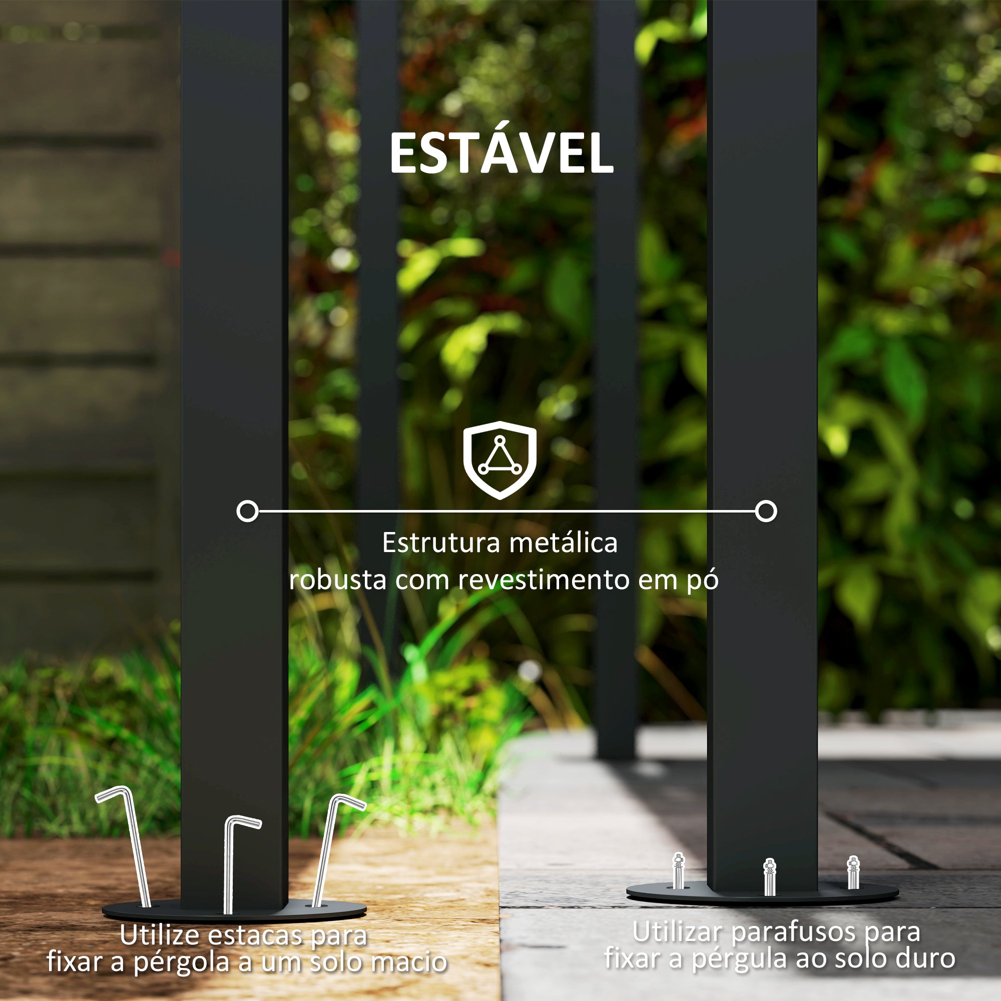 Pérgola de Parede 238x238x194/235 cm - Cinza Escuro