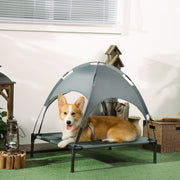 Cama Portátil Elevada para Animais de Estimação - 76x61x76 cm - Preto e Cinza