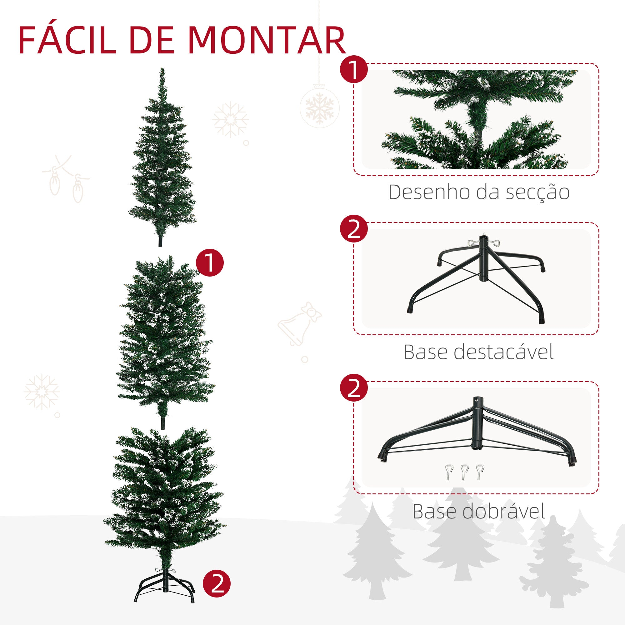 Árvore de Natal Artificial – 190 cm – Verde – PVC