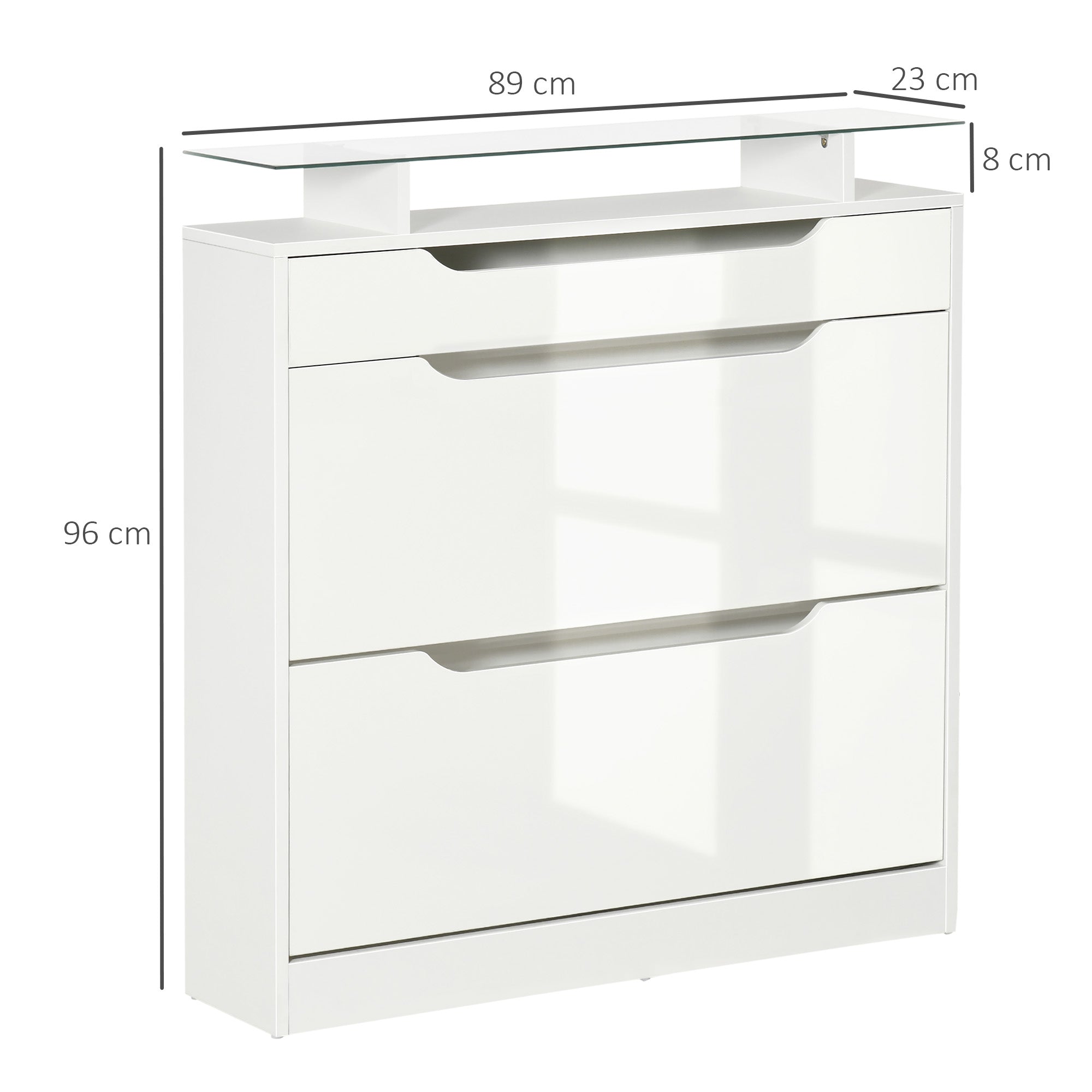 Móvel Sapateiro Estreito Branco 89x23x96cm - Organizador de 16 Pares de Sapatos