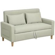 Sofá 2 Lugares Bege 135x72x84 cm em Linho Sintético