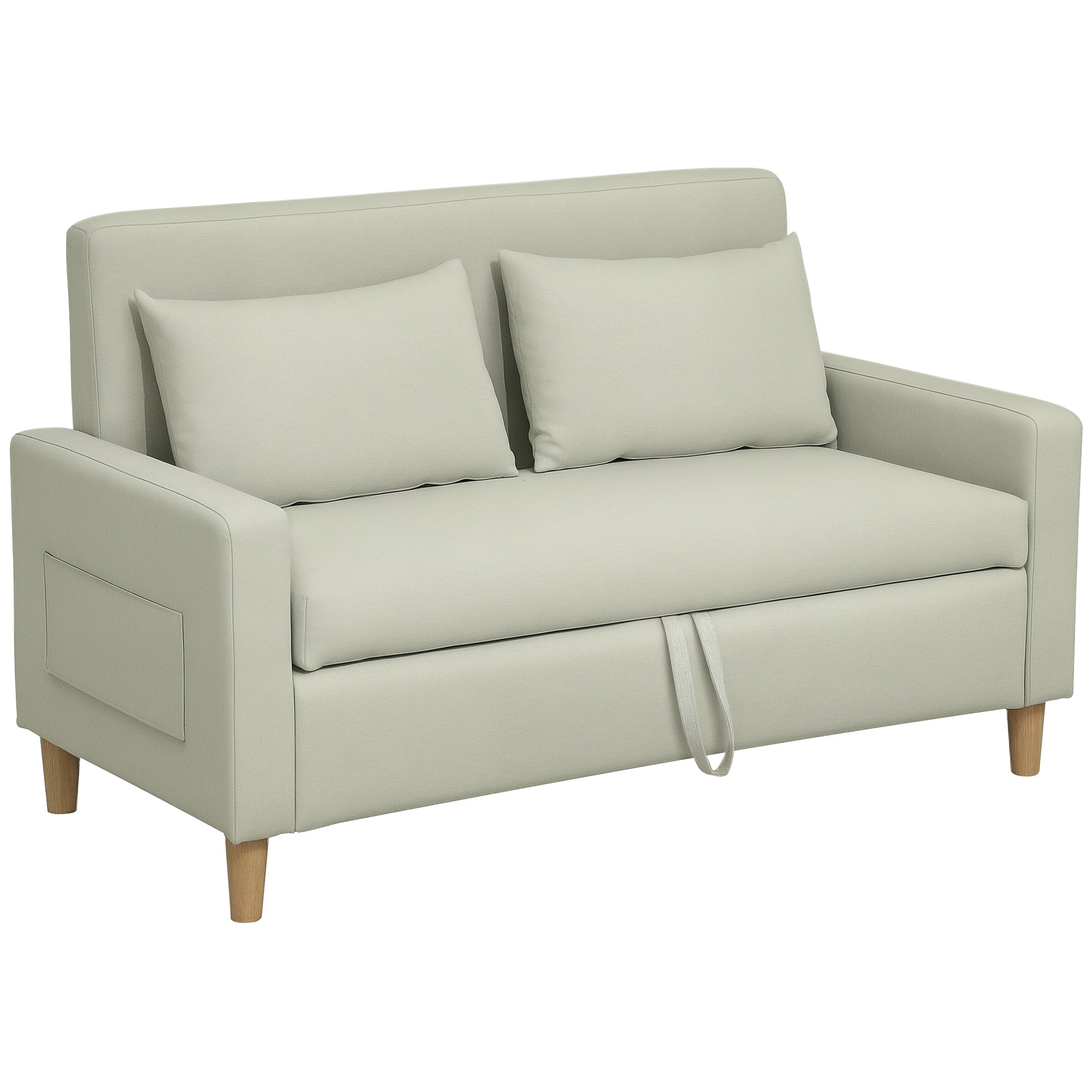 Sofá 2 Lugares Bege 135x72x84 cm em Linho Sintético