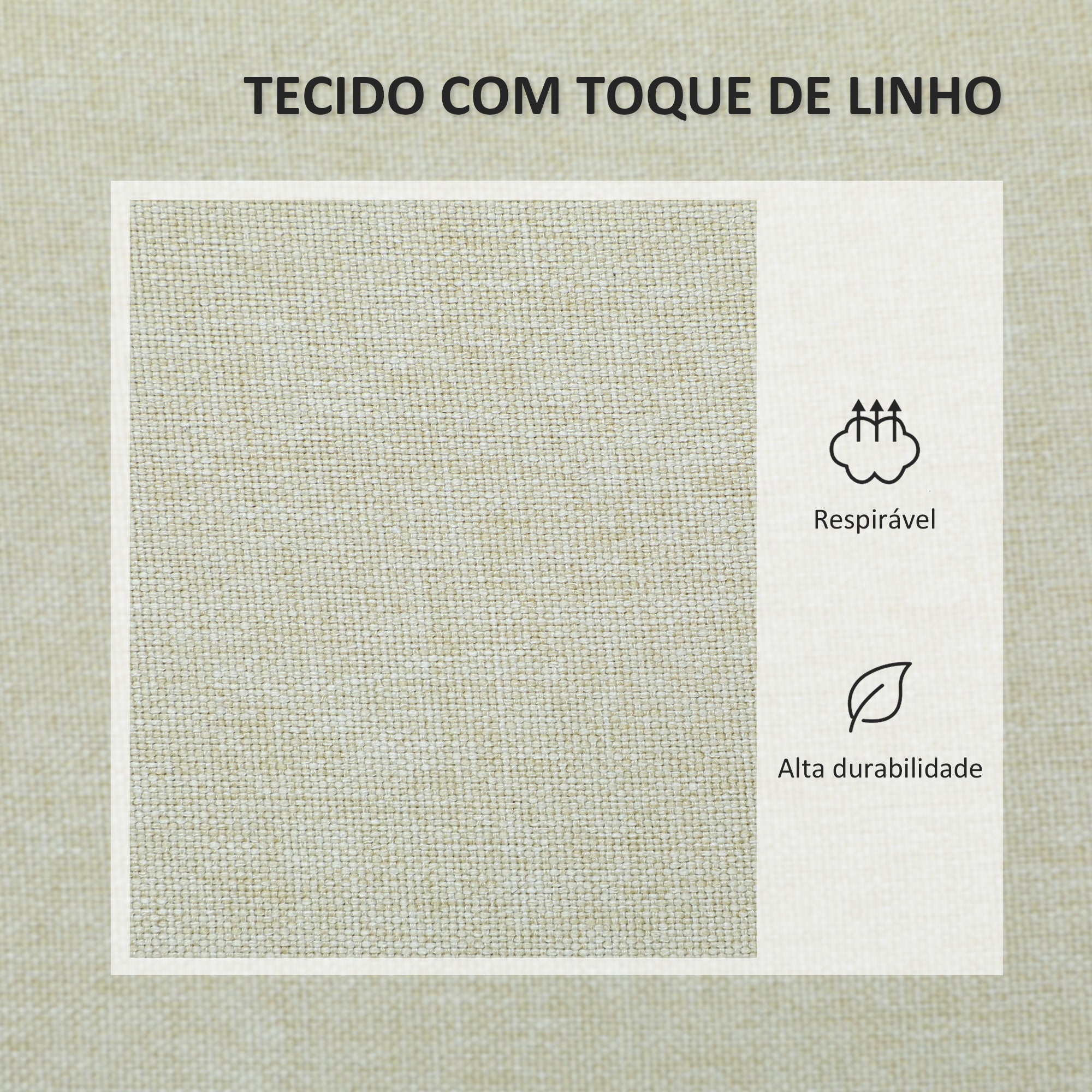 Sofá 2 Lugares Bege 135x72x84 cm em Linho Sintético