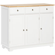Aparador de Cozinha Branco 101x40x85cm com 3 Gavetas e 3 Portas
